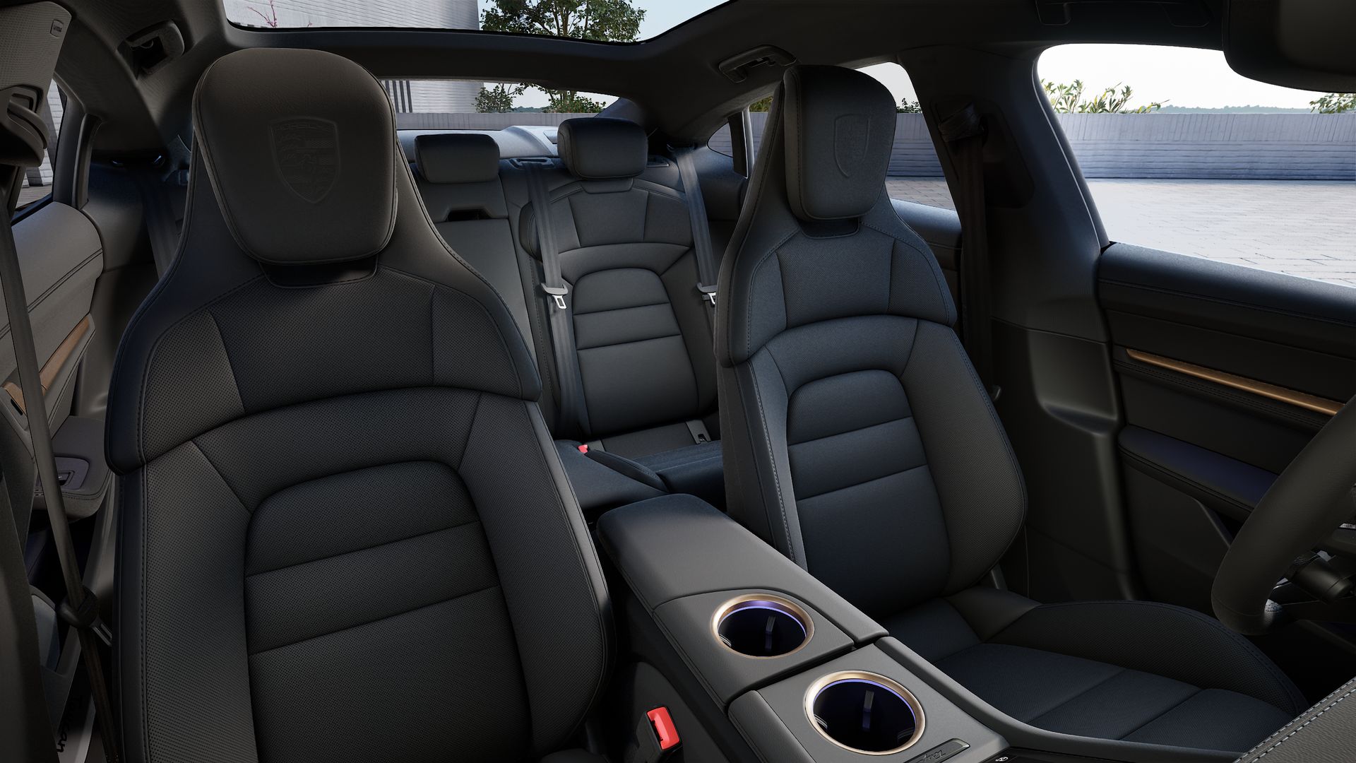 Interior view showing the front seats of Taycan 4S