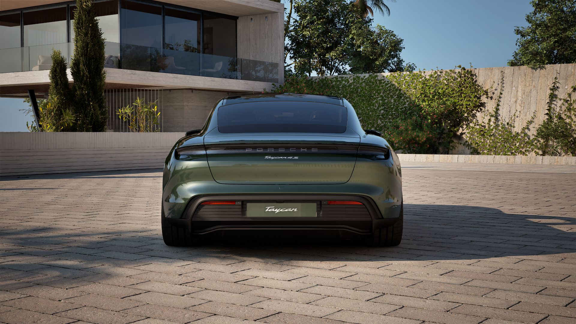 Exterior view of Taycan 4S showing the rear of the car