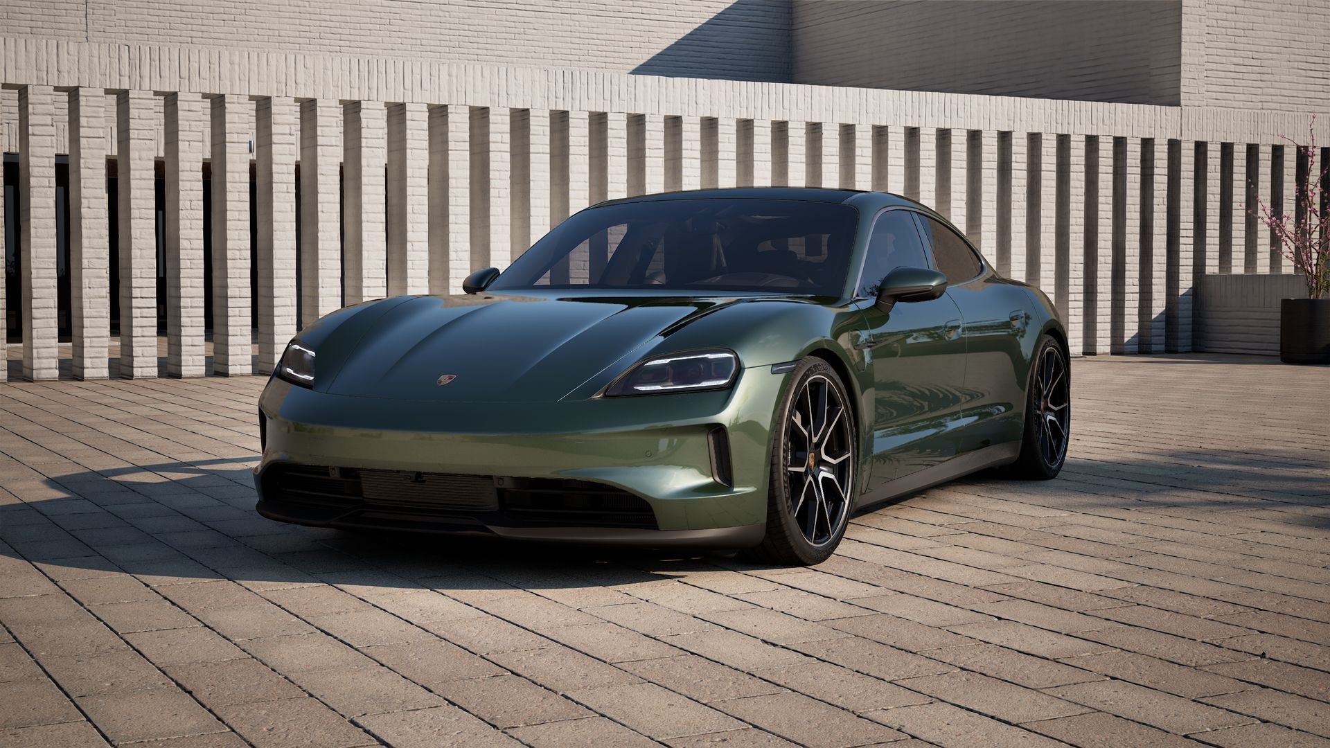 Exterior view of Taycan 4S showing the front and left side of the car