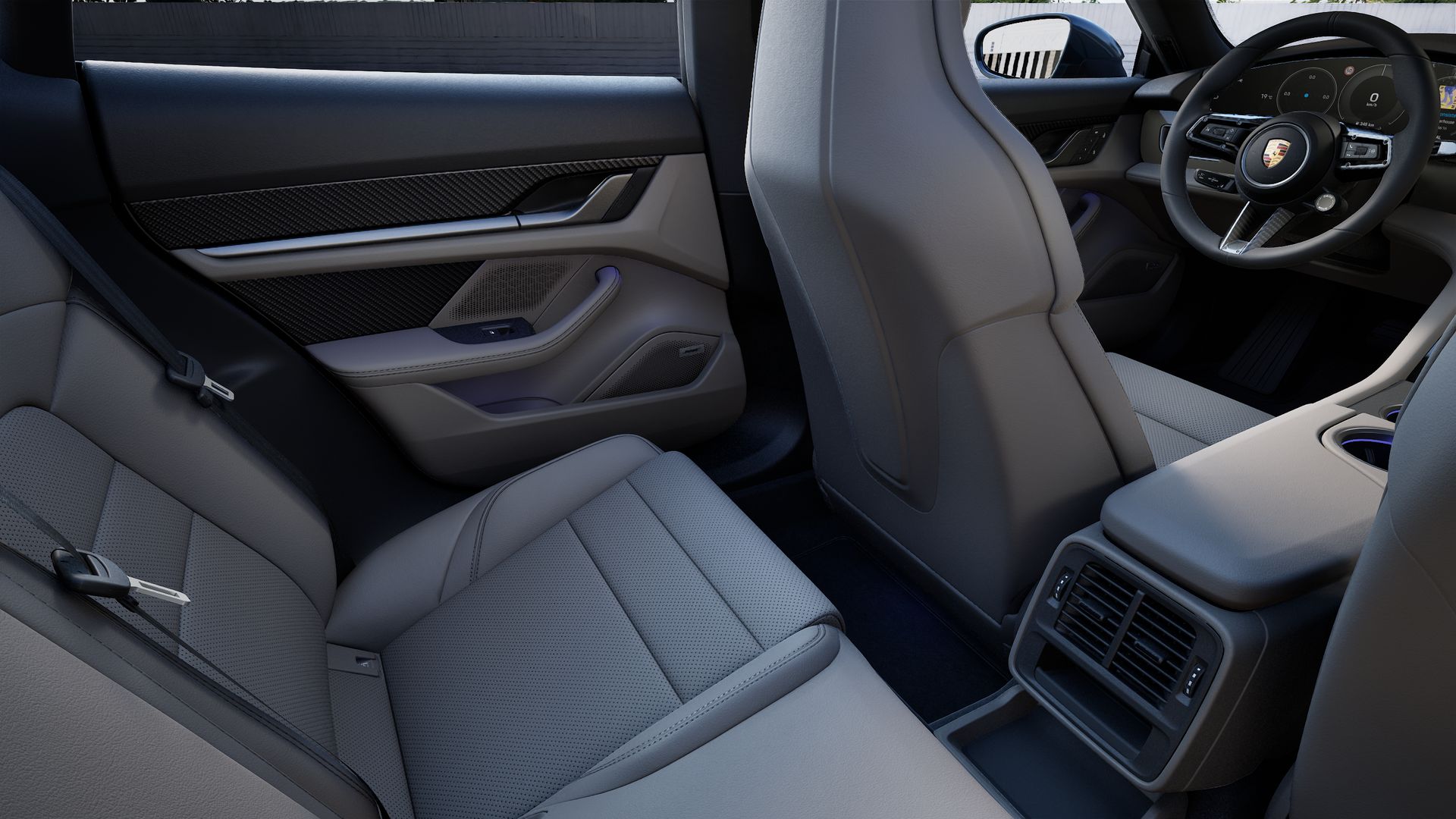 Interior view showing the back seats of Taycan 4 Cross Turismo