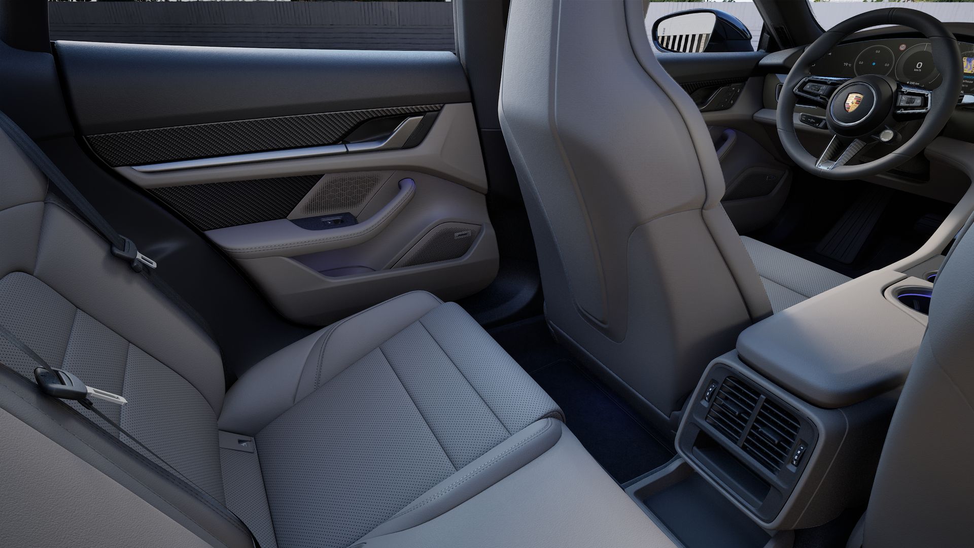 Interior view showing the back seats of Taycan 4 Cross Turismo