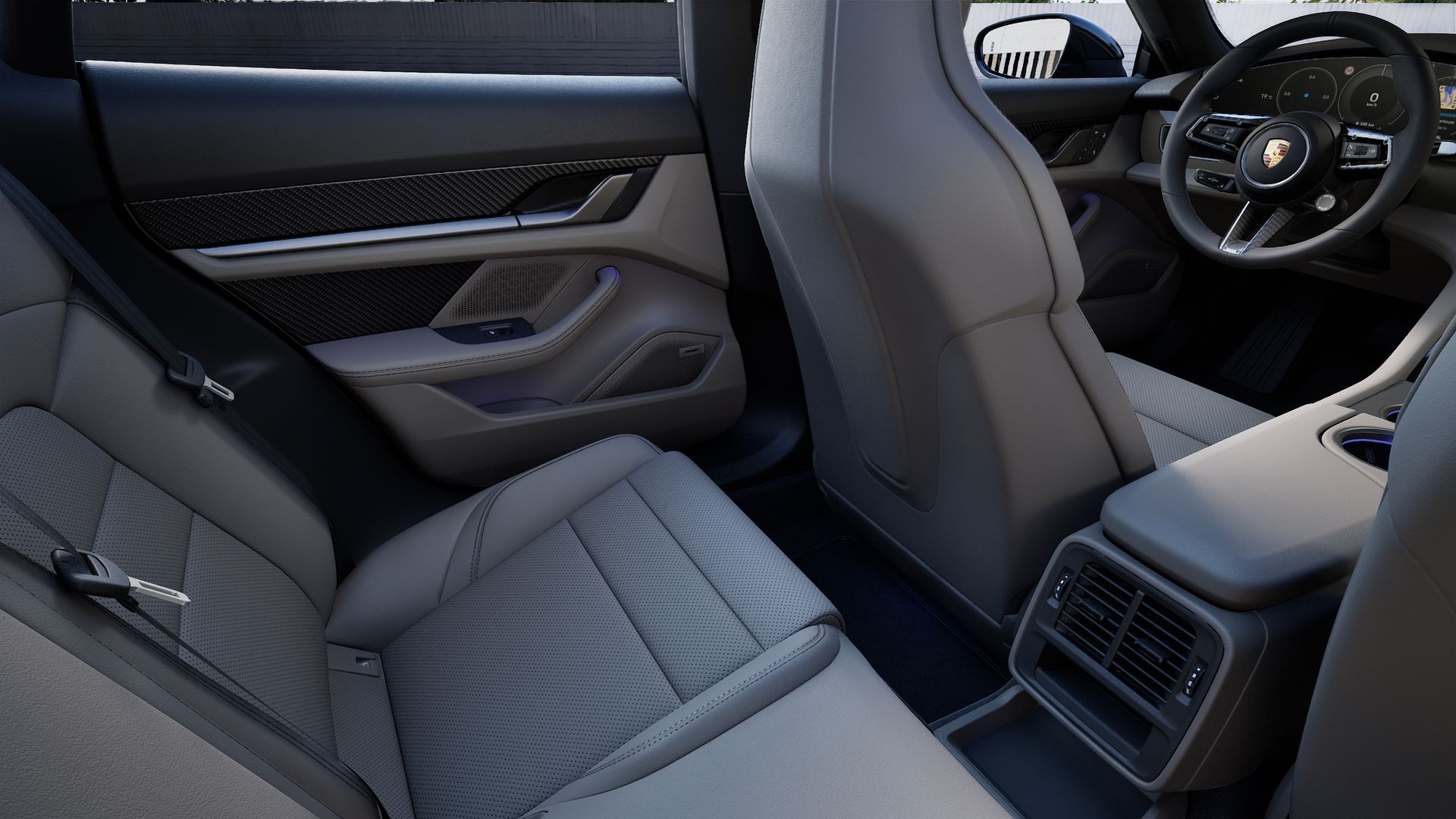 Interior view showing the back seats of Taycan 4 Cross Turismo