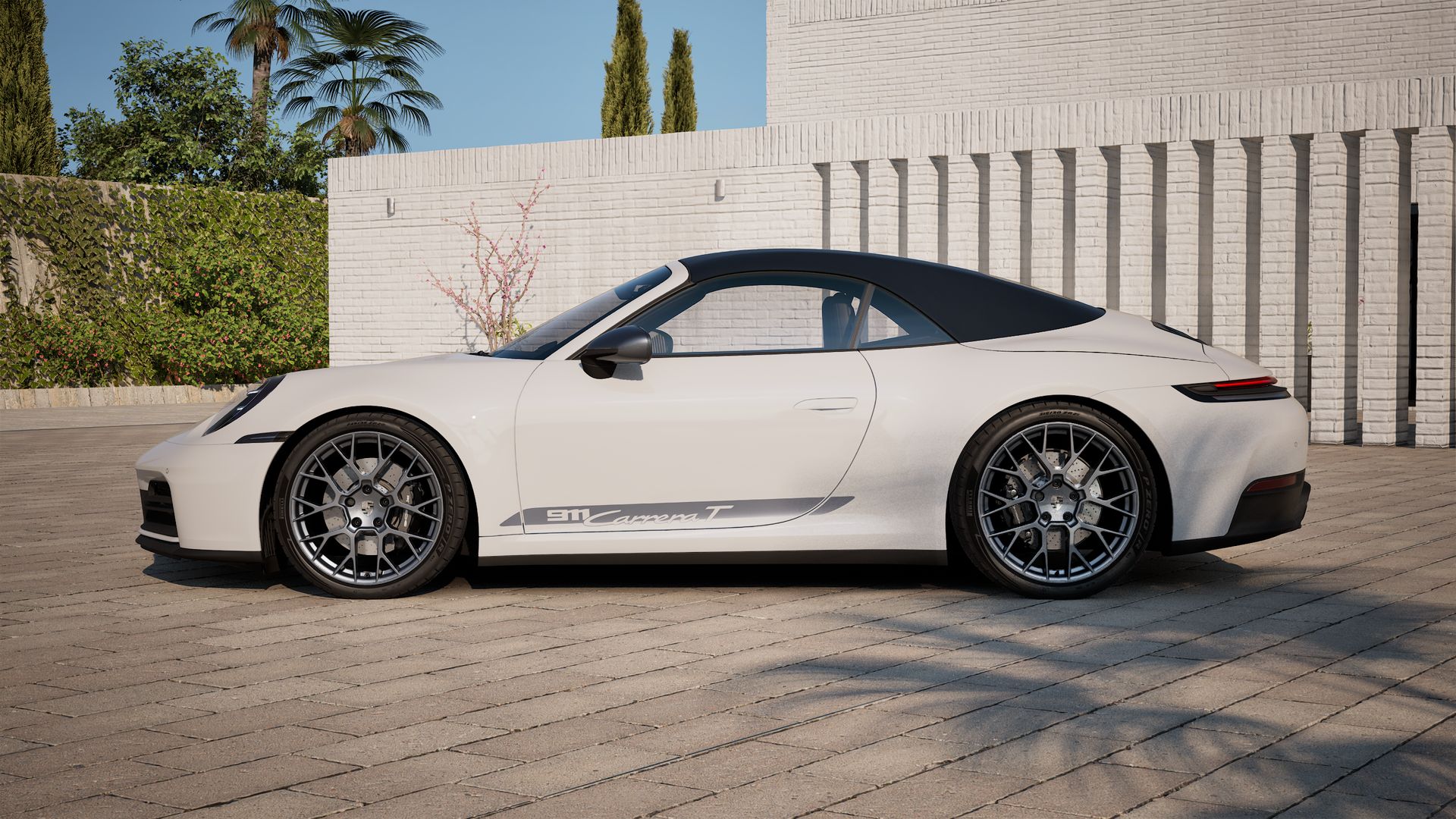 Vista lateral do 911 Carrera T Cabriolet (2026) 