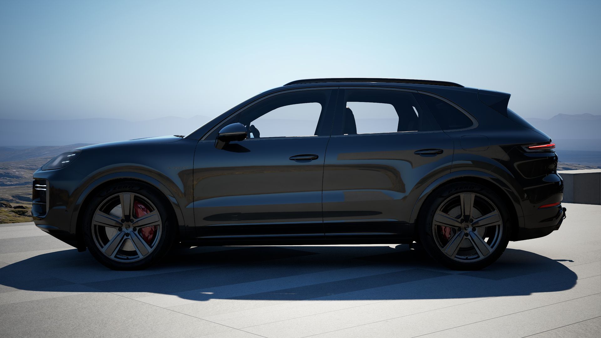 Vista lateral do Cayenne Turbo E-Hybrid (2026) 