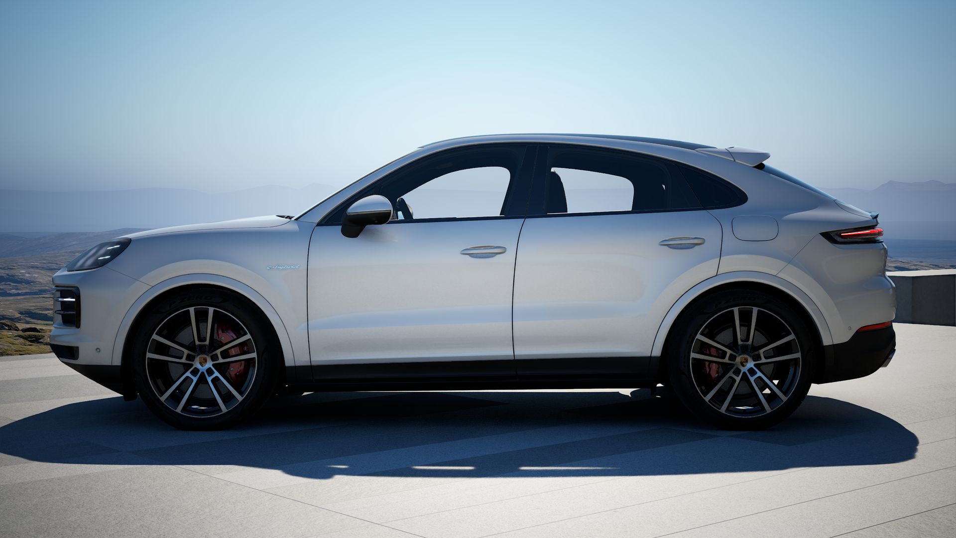 Vista lateral do Cayenne S E-Hybrid Coupé (2026) 