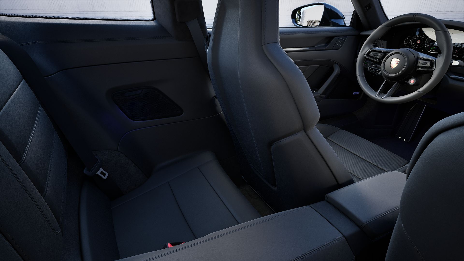 Vista interna che mostra i sedili posteriori di 911 Carrera 4 GTS
