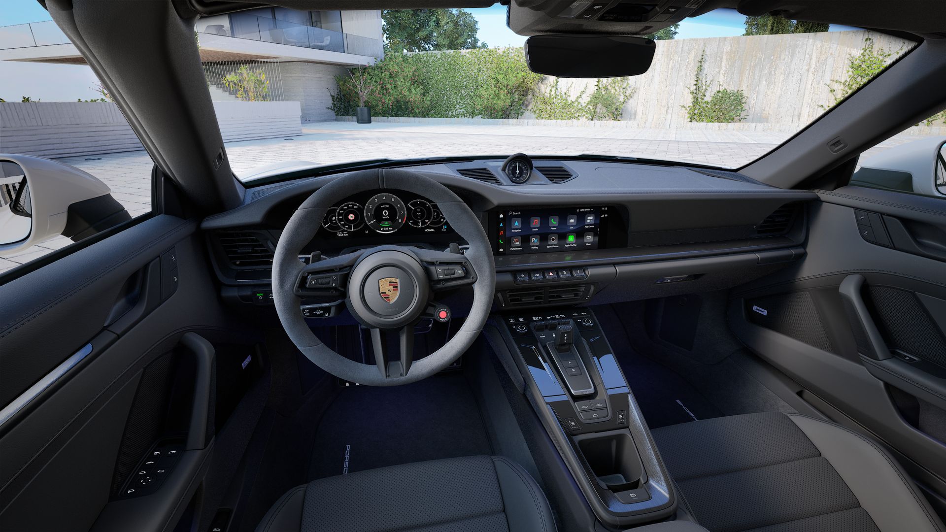 Innenansicht mit Lenkrad und Armaturenbrett von 911 Carrera 4 GTS Cabriolet