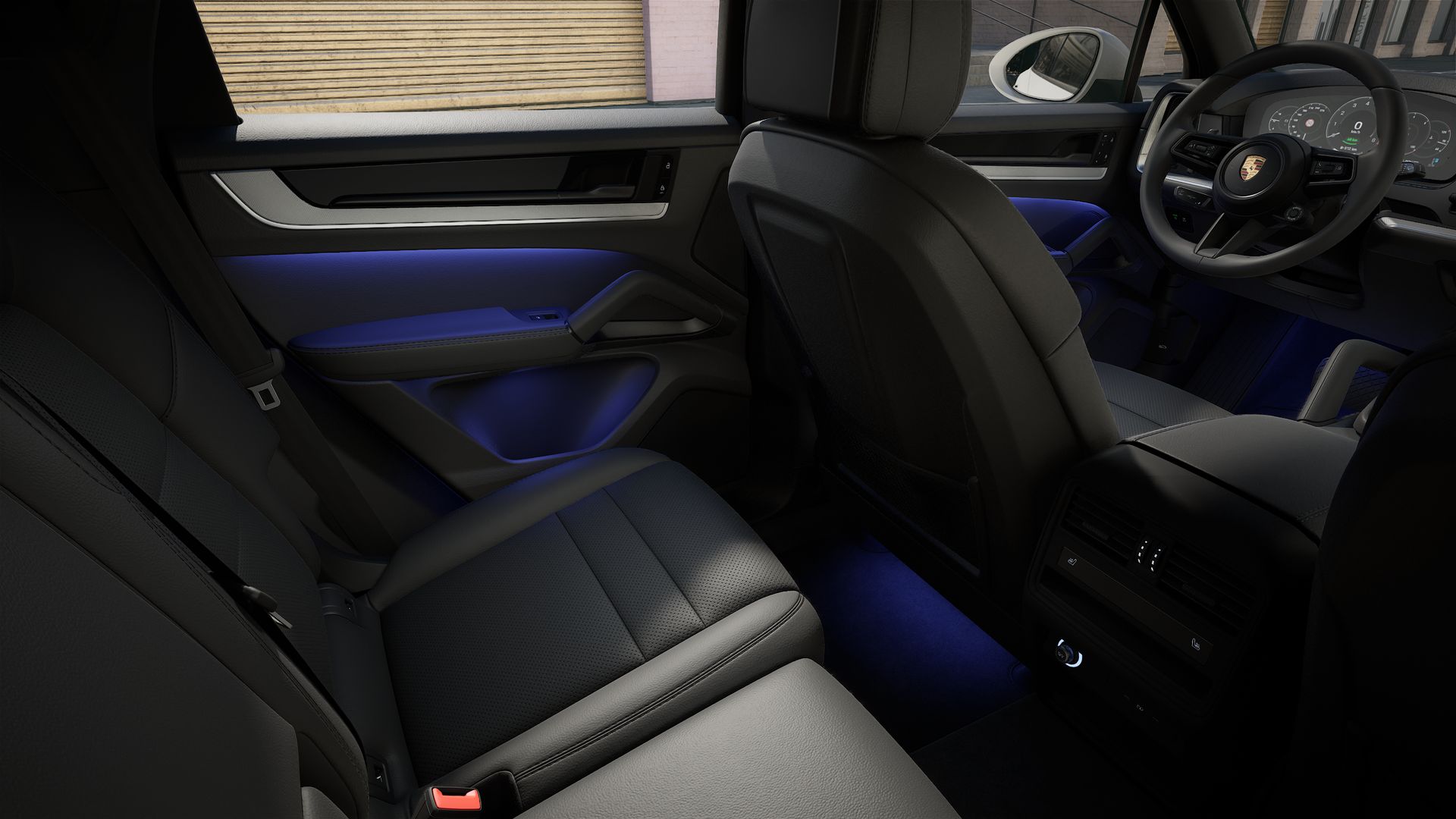 Innenansicht mit den Rücksitzen von Cayenne E-Hybrid