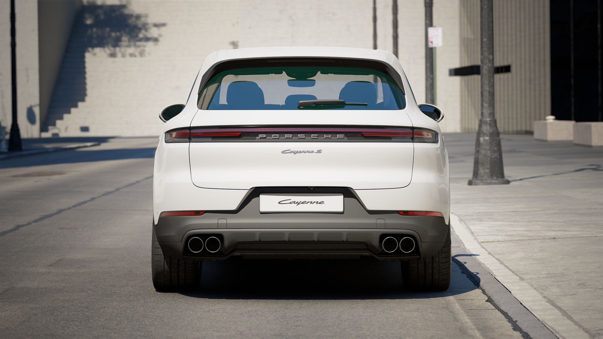 Außenansicht von Cayenne S E-Hybrid mit Blick auf das Heck des Fahrzeugs