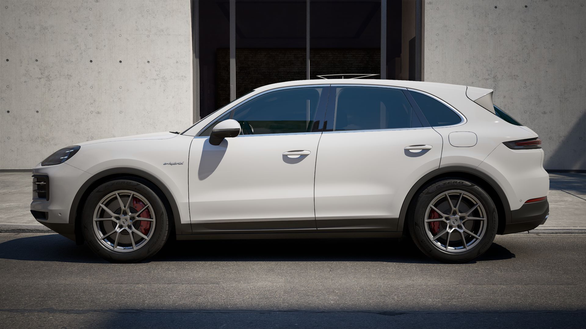 Die Außenansicht von Cayenne S E-Hybrid zeigt die linke Seite des Fahrzeugs
