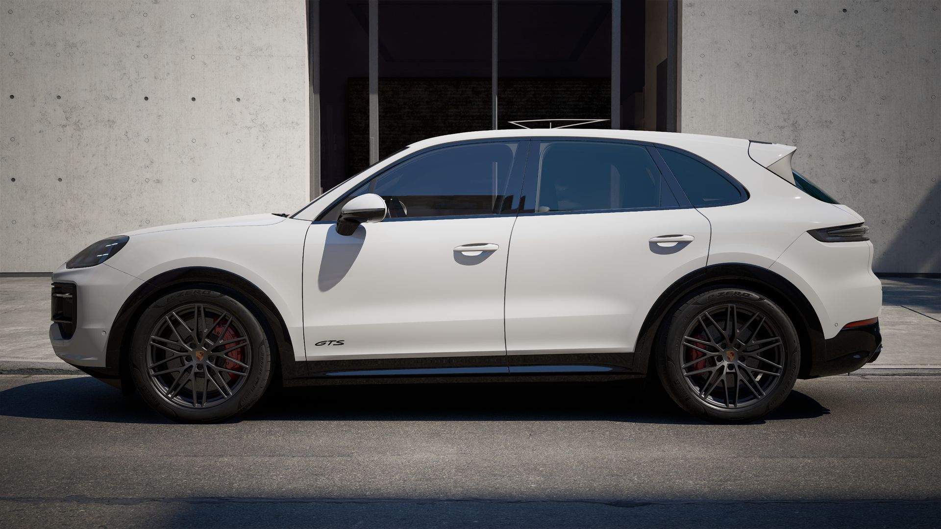 Vista esterna di Cayenne GTS che mostra il lato sinistro della vettura