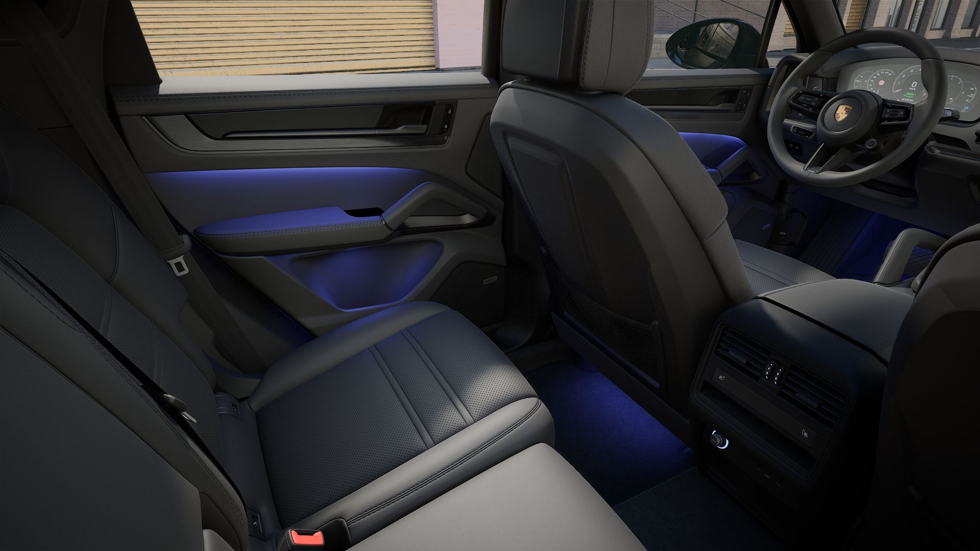 Innenansicht mit den Rücksitzen von Cayenne S E-Hybrid Black Edition