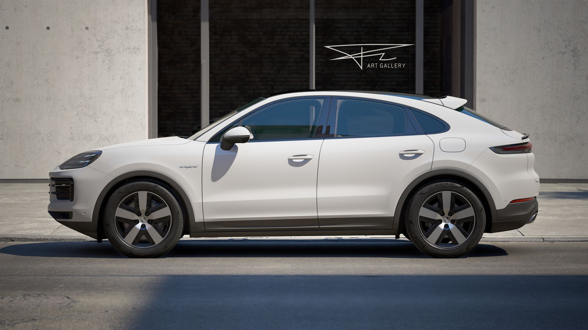 Vue extérieure de Cayenne E-Hybrid Coupé montrant le côté gauche de la voiture