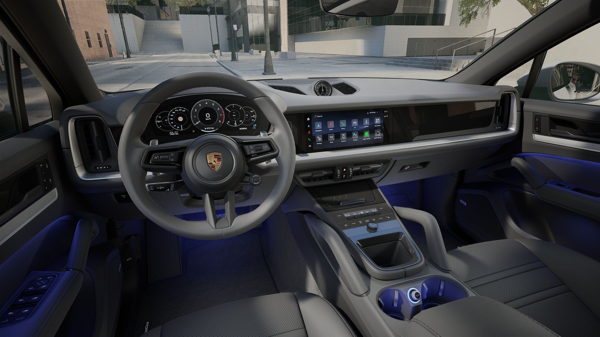 Innenansicht mit Lenkrad und Armaturenbrett von Cayenne S Coupé
