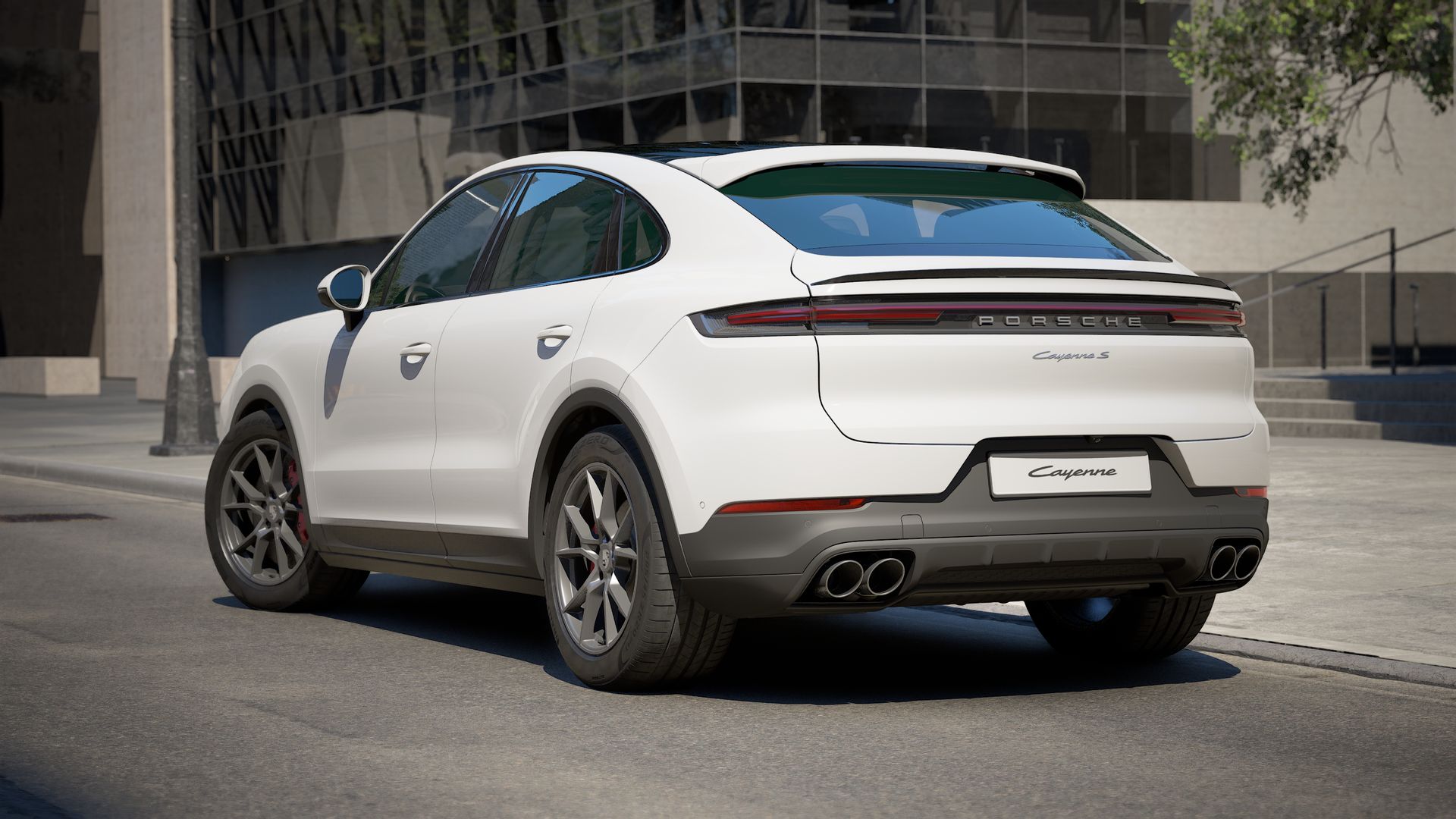 Außenansicht von Cayenne S Coupé mit der Rückseite und der linken Seite des Fahrzeugs