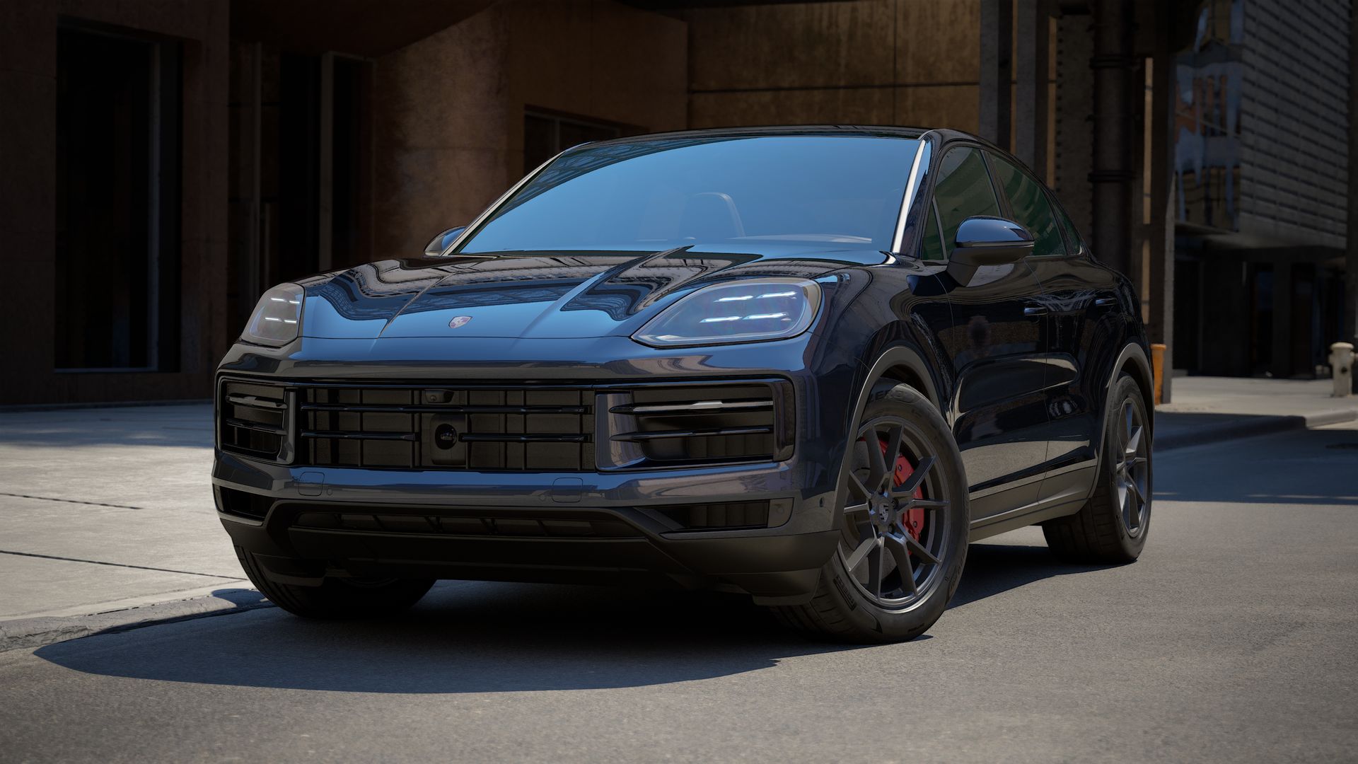 Außenansicht von Cayenne S Coupé mit der Vorderseite und der linken Seite des Fahrzeugs