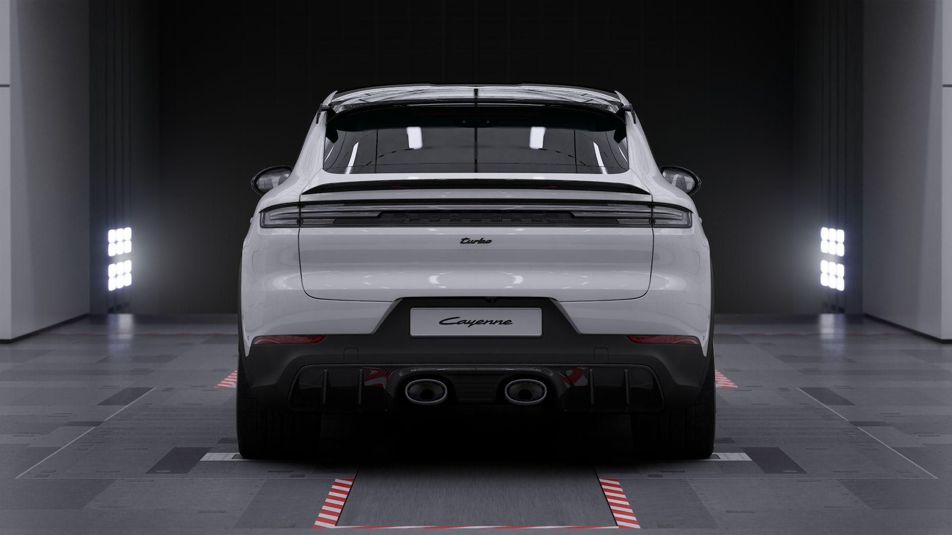 Außenansicht von Cayenne Turbo E-Hybrid Coupé mit GT-Paket mit Blick auf das Heck des Fahrzeugs