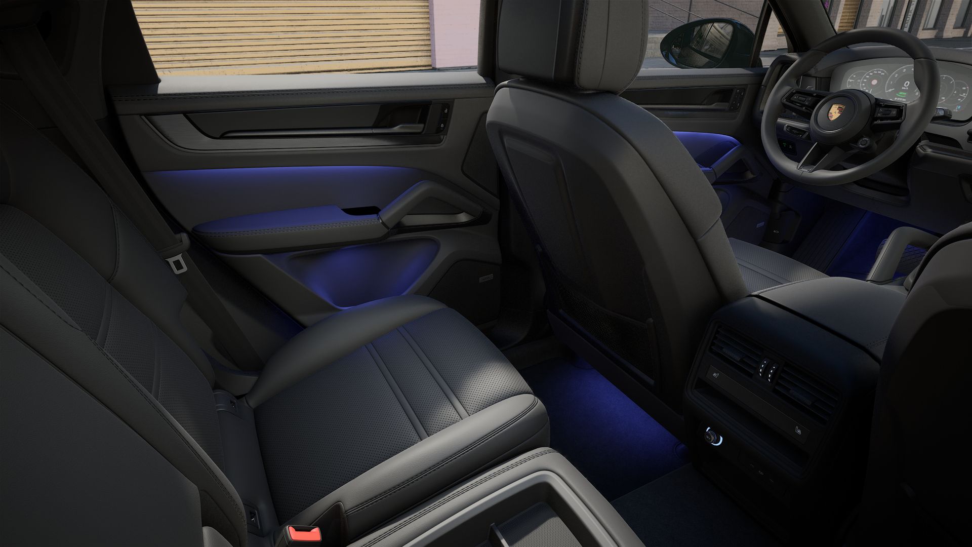 Innenansicht mit den Rücksitzen von Cayenne E-Hybrid Coupé Black Edition