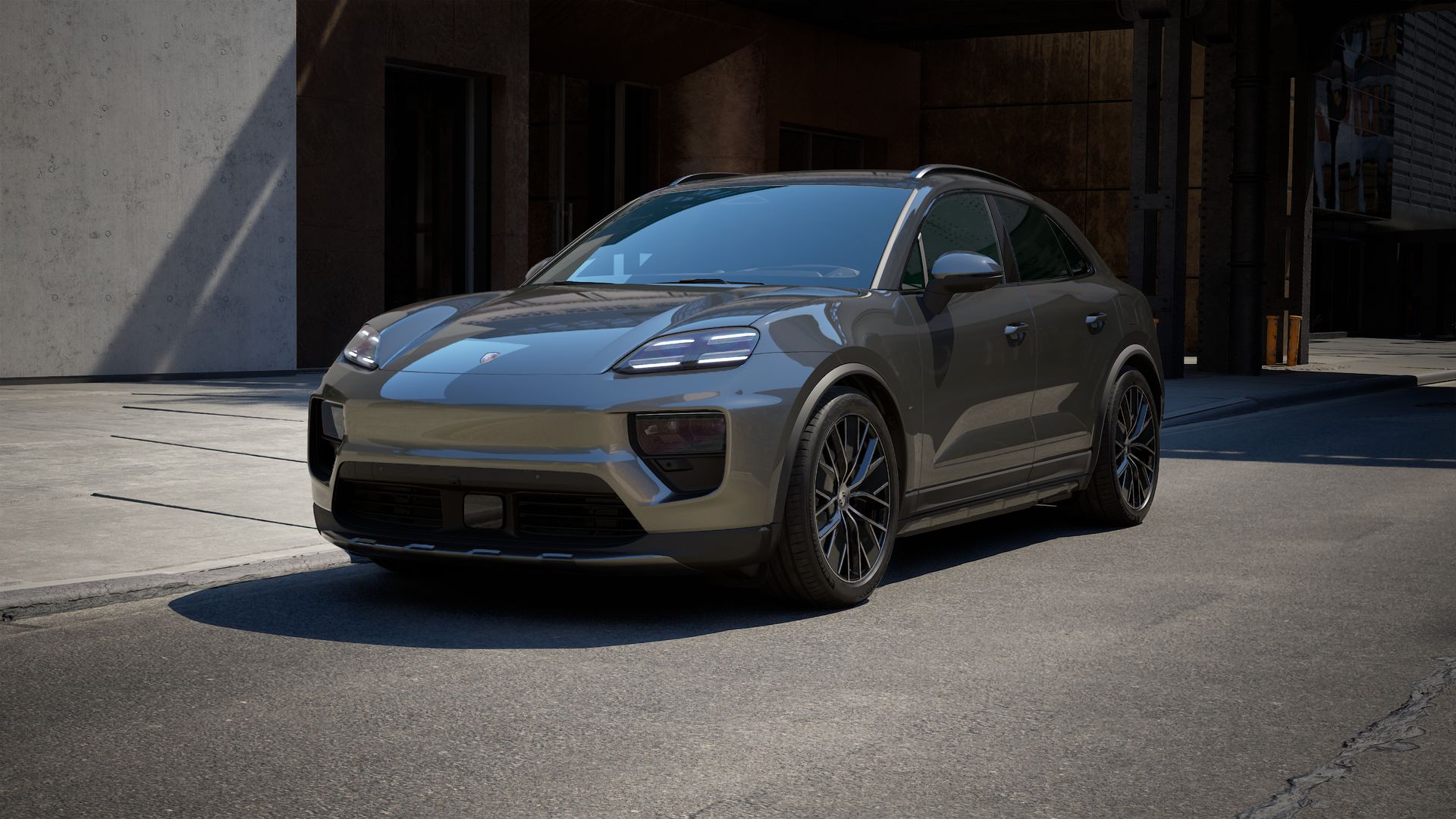 Vue extérieure de Macan 4 montrant l'avant et le côté gauche de la voiture