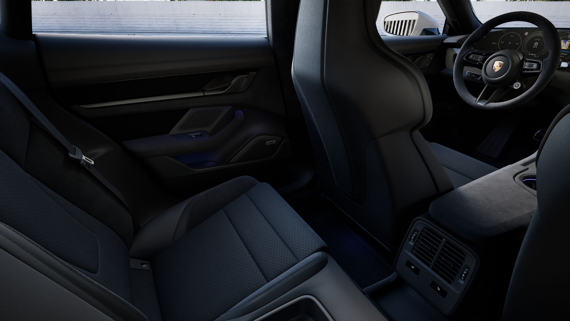 Innenansicht mit den Rücksitzen von Taycan GTS Sport Turismo