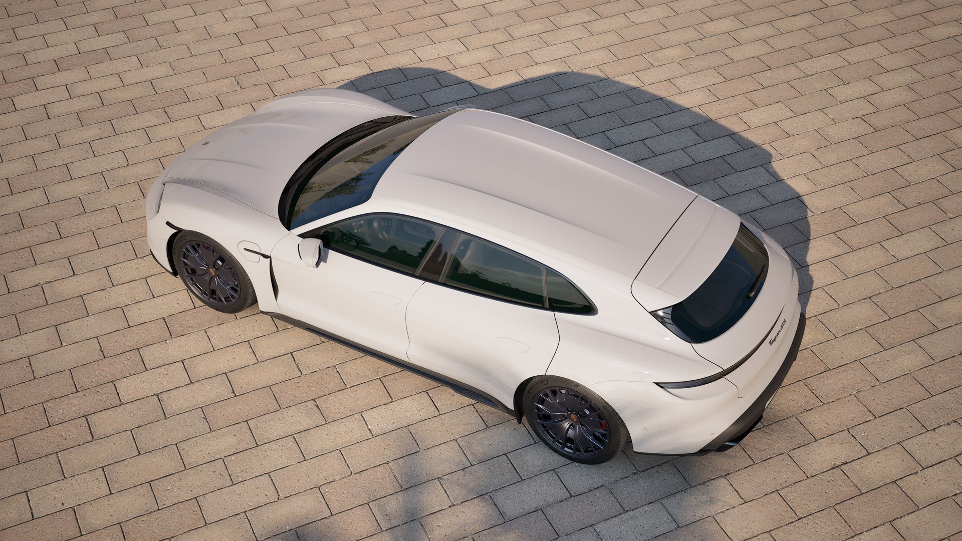 Außenansicht von Taycan GTS Sport Turismo von oben gesehen