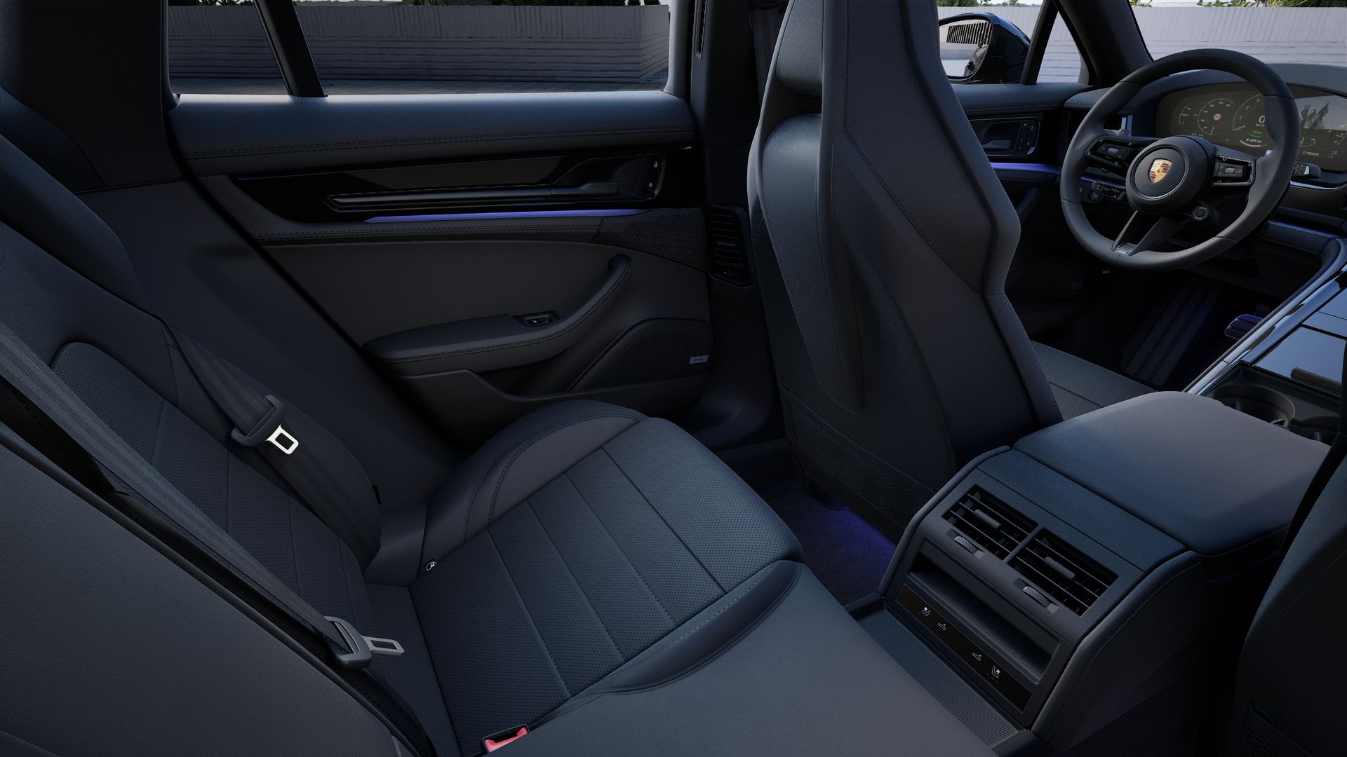Vue de l'intérieur montrant les sièges arrière de Panamera 4 E-Hybrid