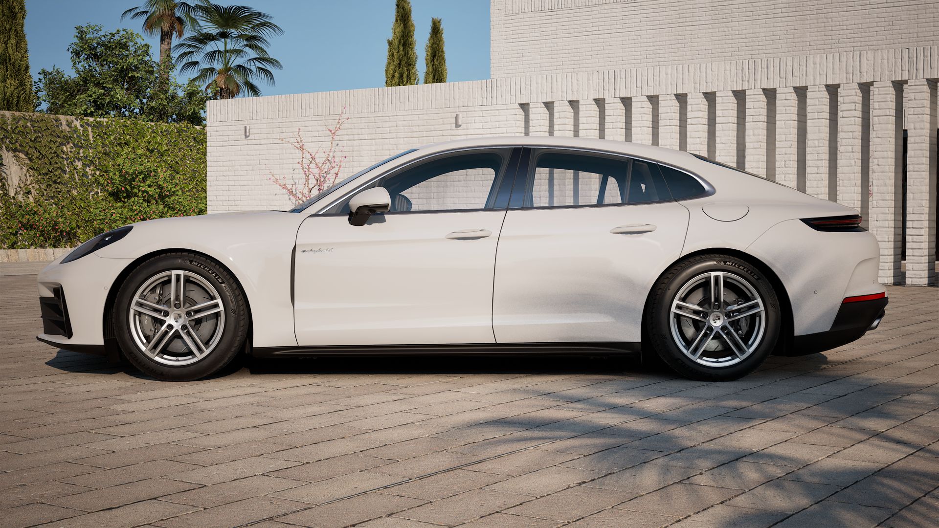 Die Außenansicht von Panamera 4 E-Hybrid zeigt die linke Seite des Fahrzeugs