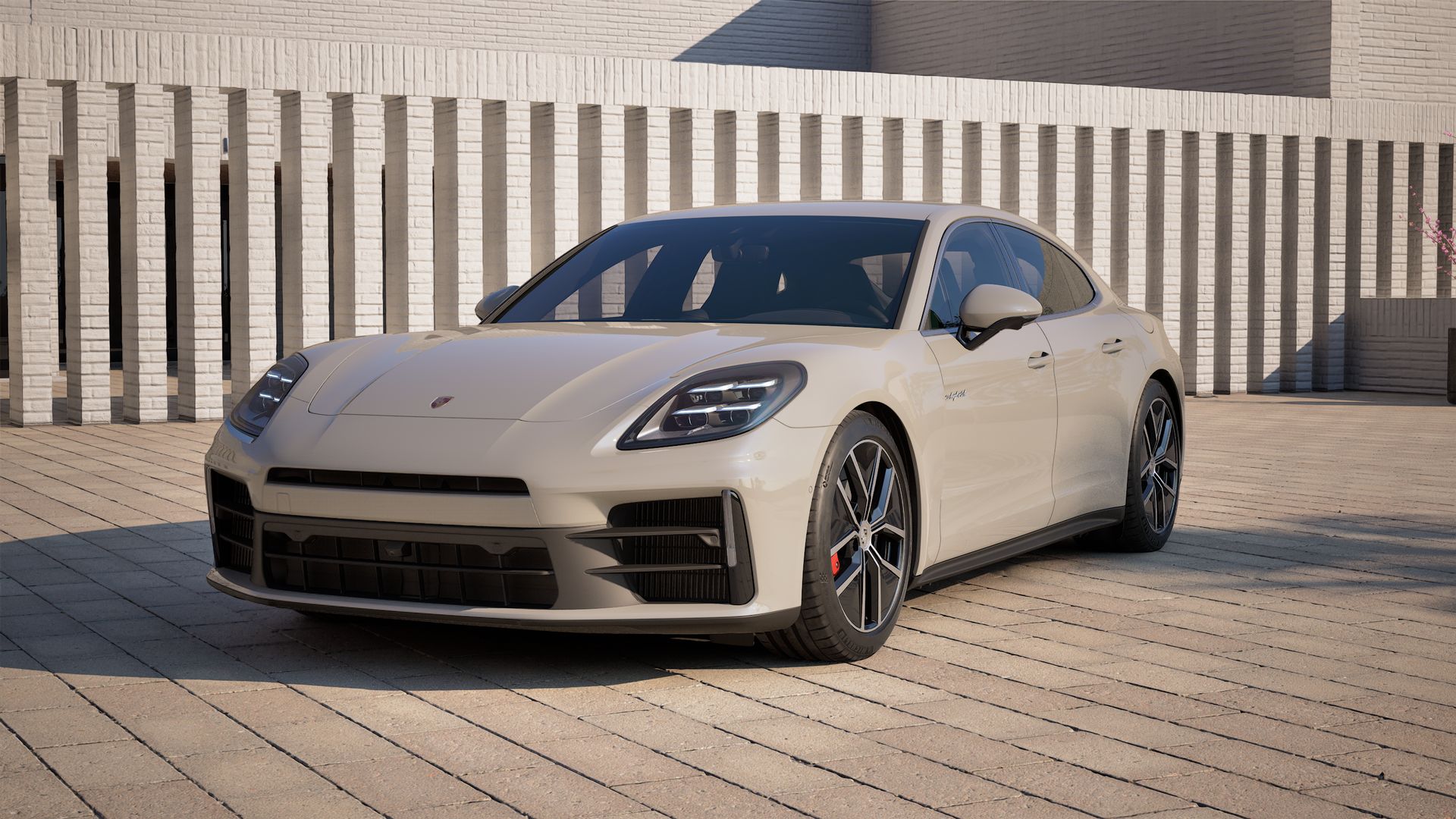 Außenansicht von Panamera 4S E-Hybrid mit der Vorderseite und der linken Seite des Fahrzeugs