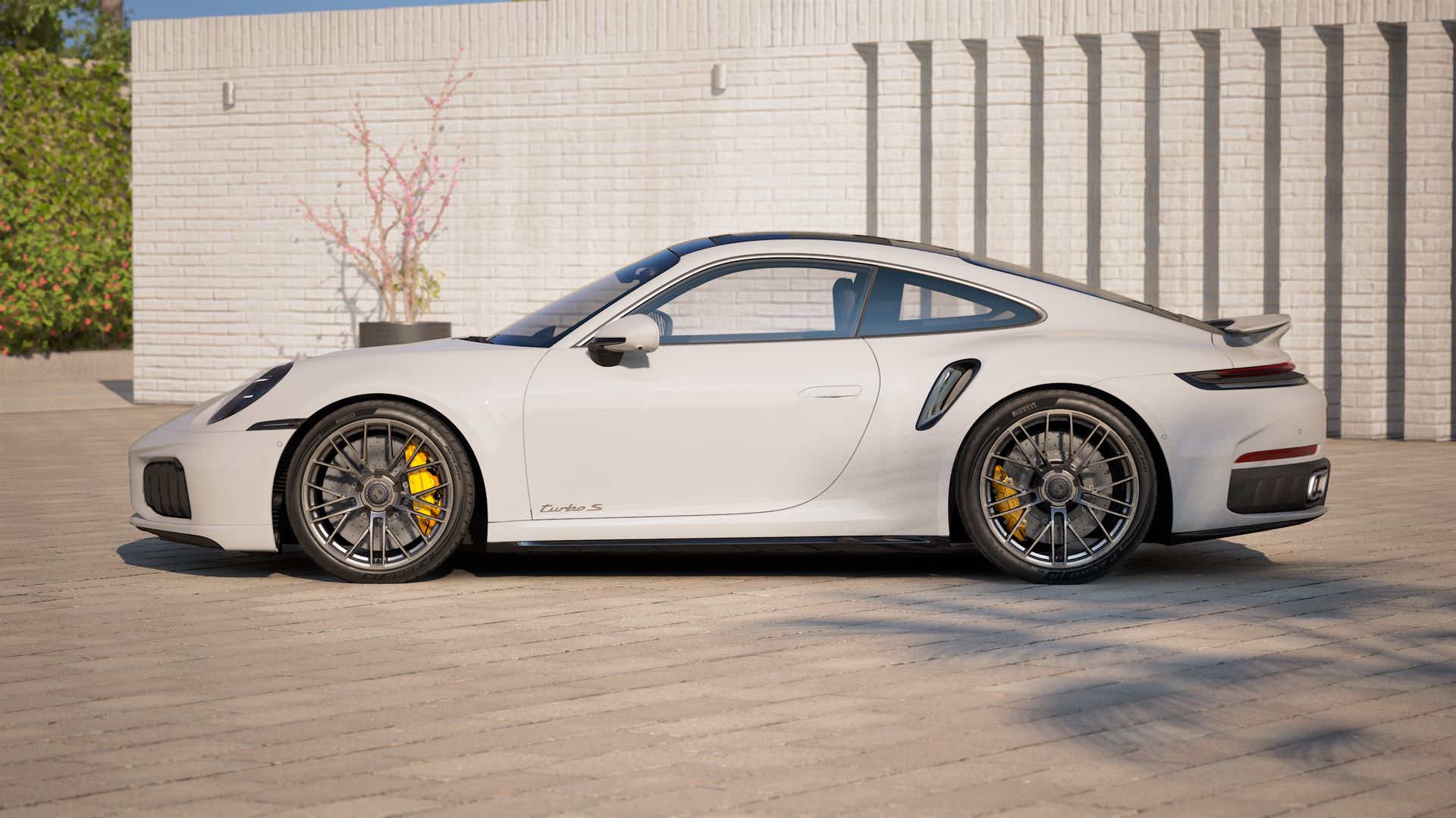 Exterior view of 911 Turbo S showing the left side of the car