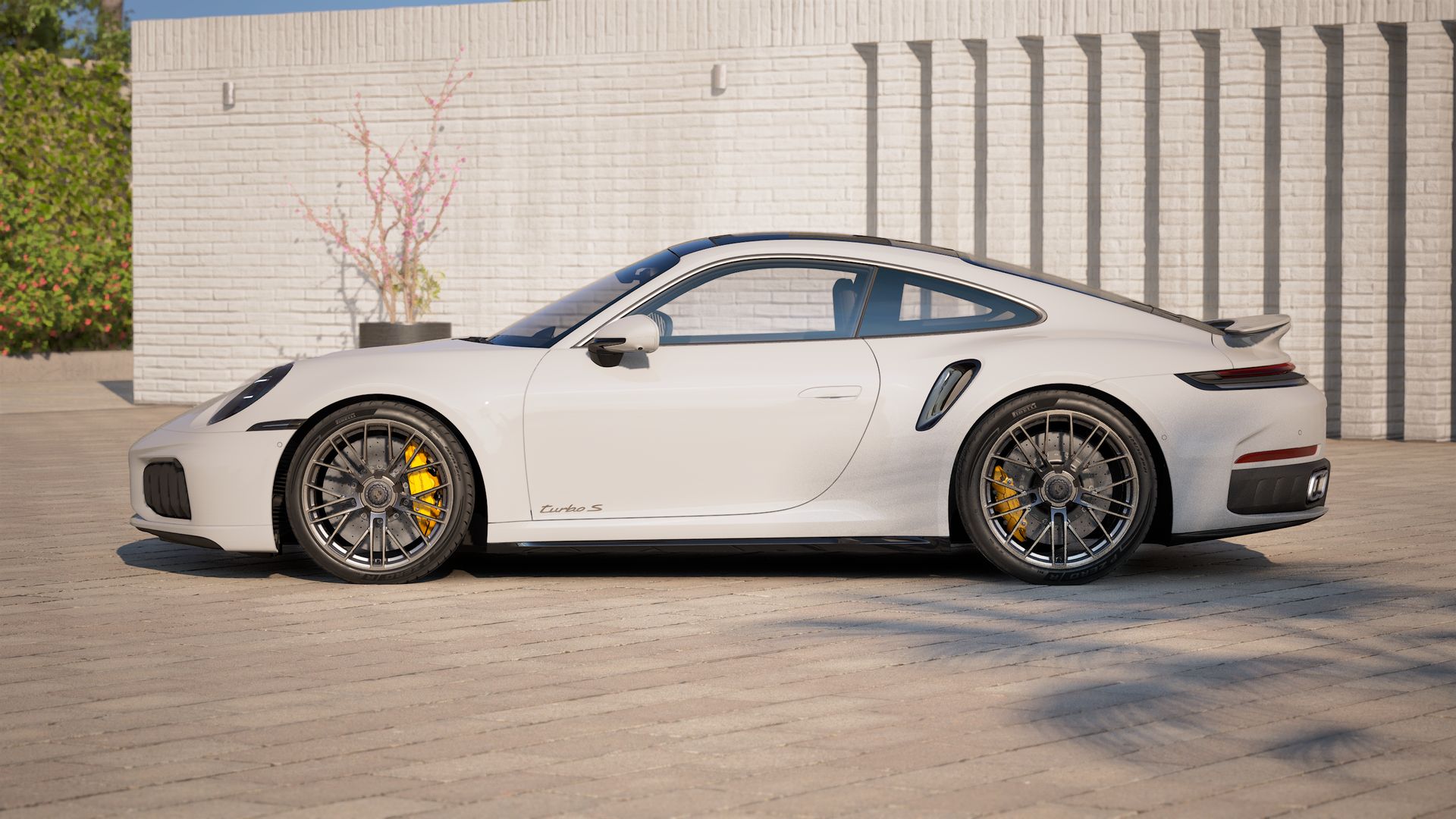 911 Turbo S 外观图，显示汽车左侧