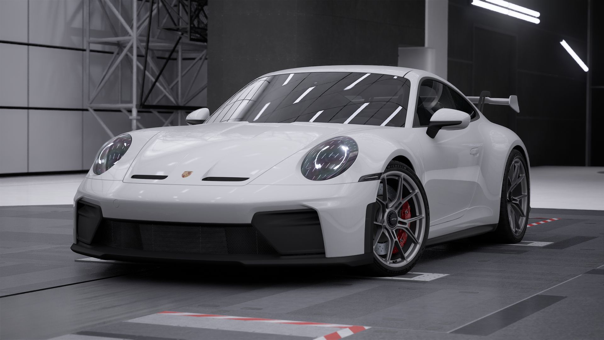 911 GT3 外观图，显示汽车的前部和左侧