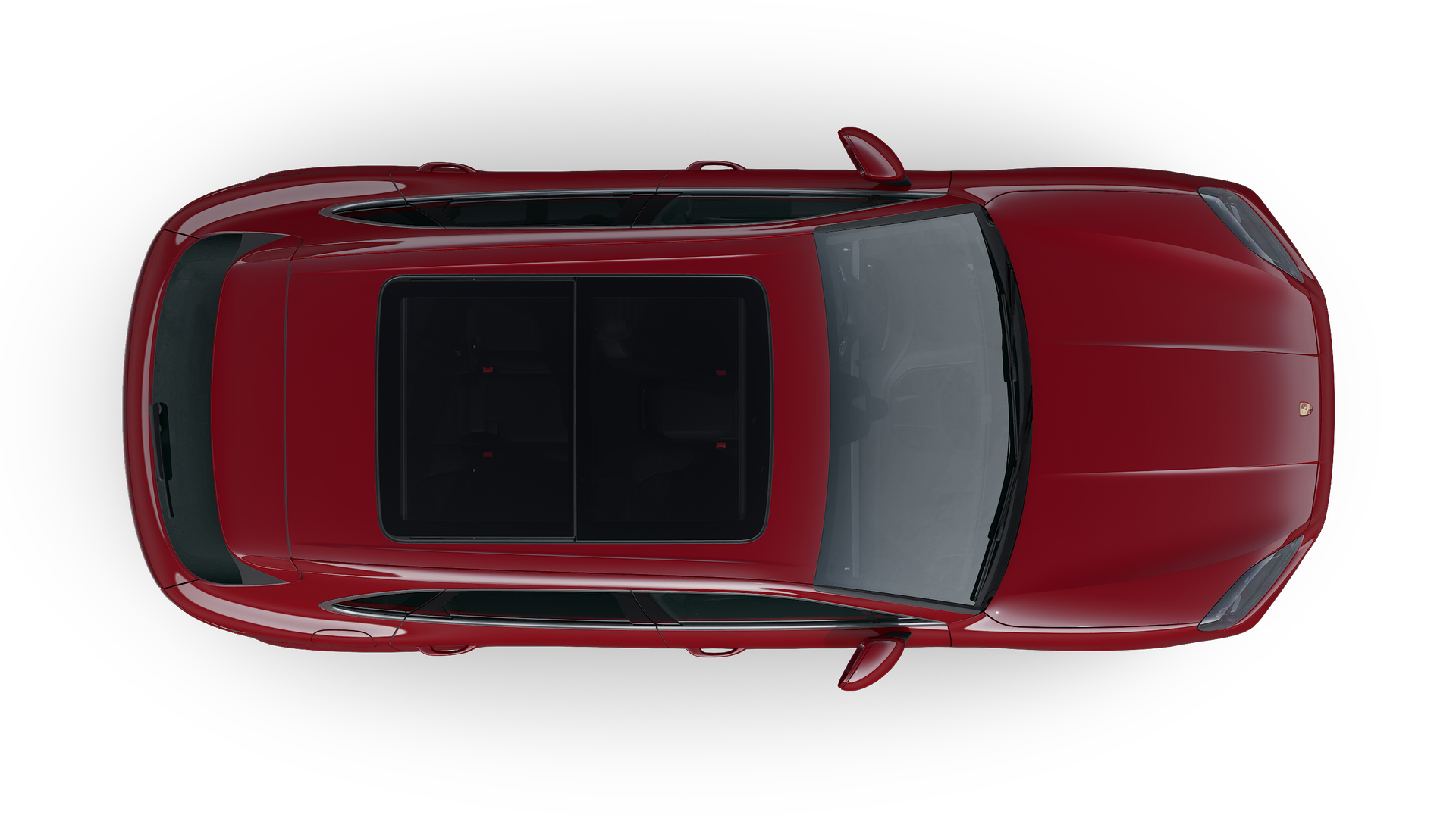 Exterior view of Cayenne Passion from above the car facing upwards