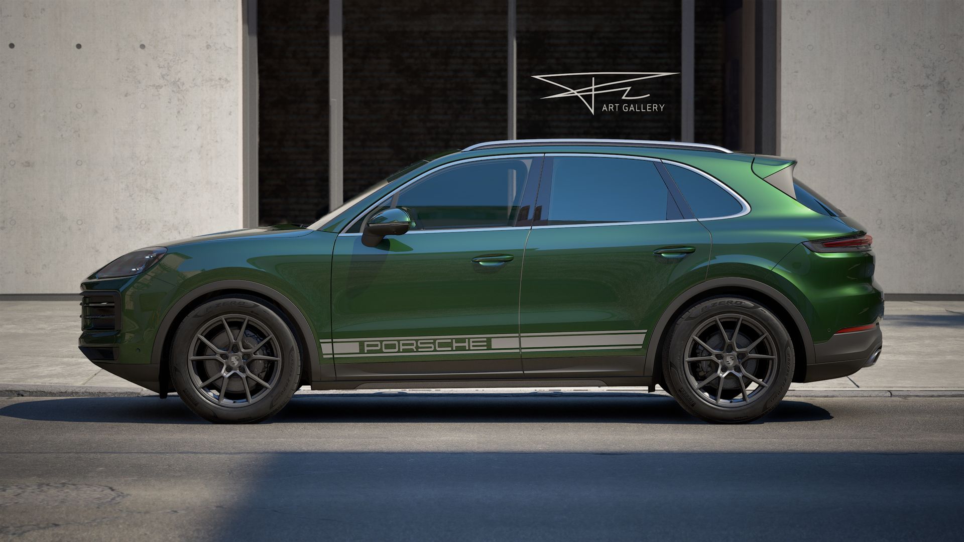 Cayenne 劲驰版 外观图，显示汽车左侧