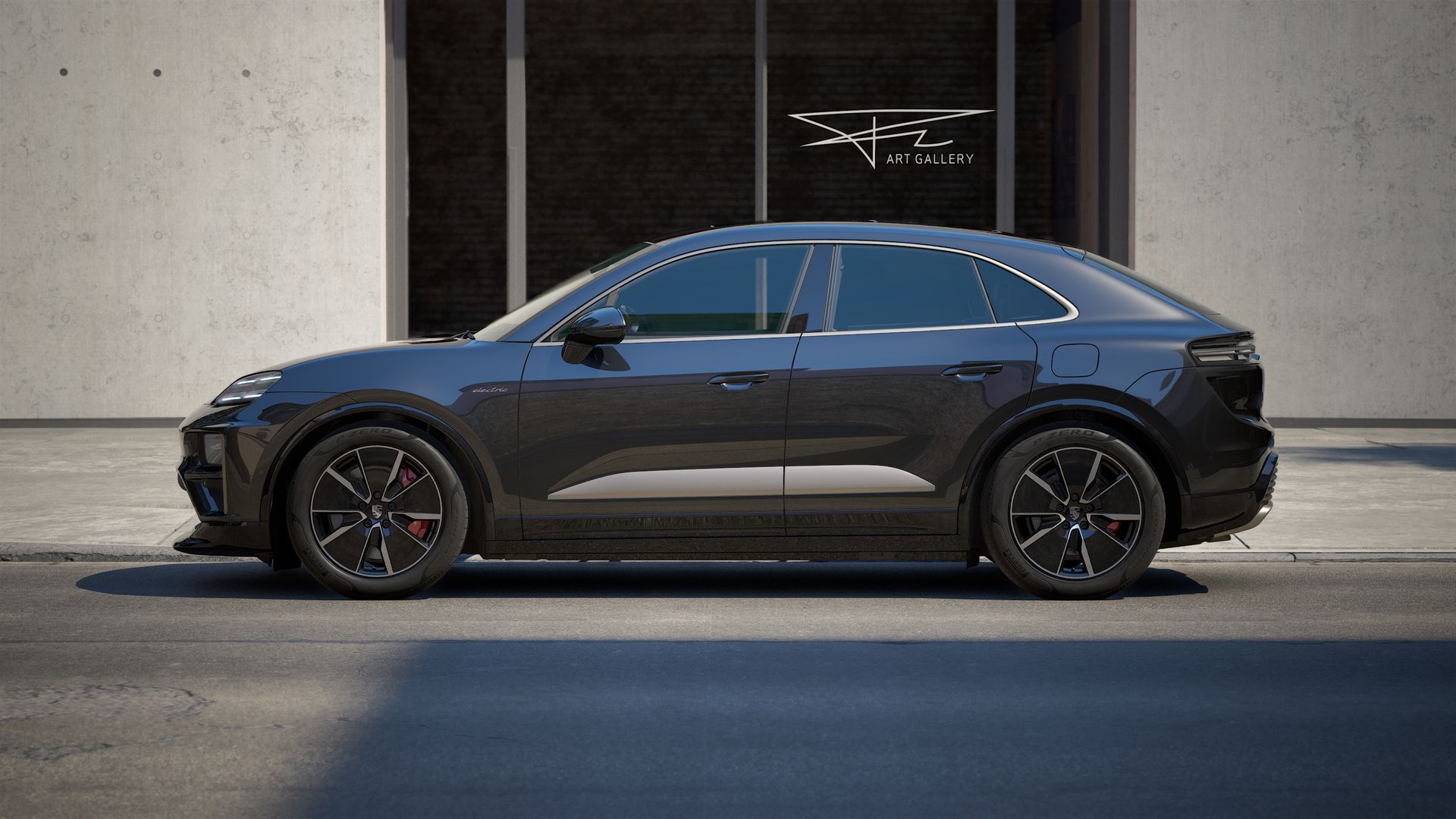 Macan Turbo 外观图，显示汽车左侧