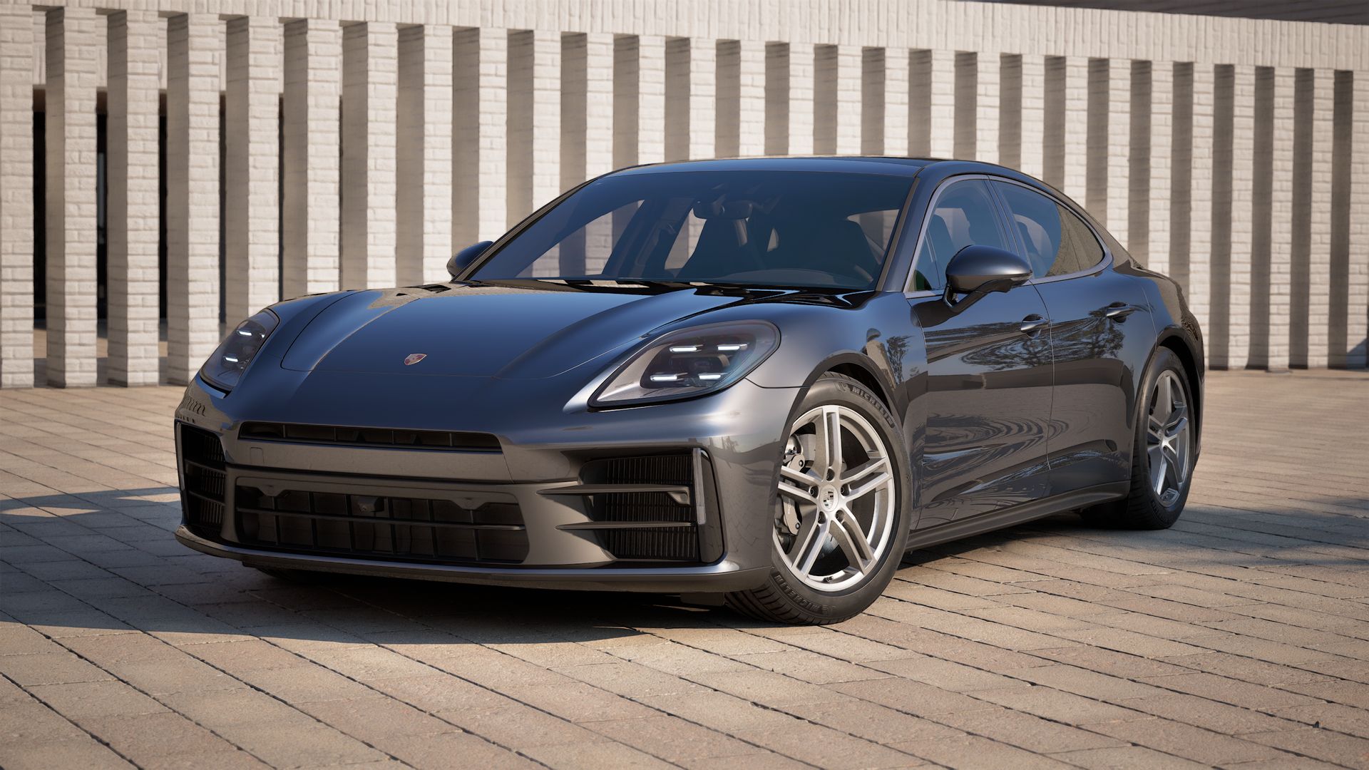 Exterior view of Panamera showing the front and left side of the car