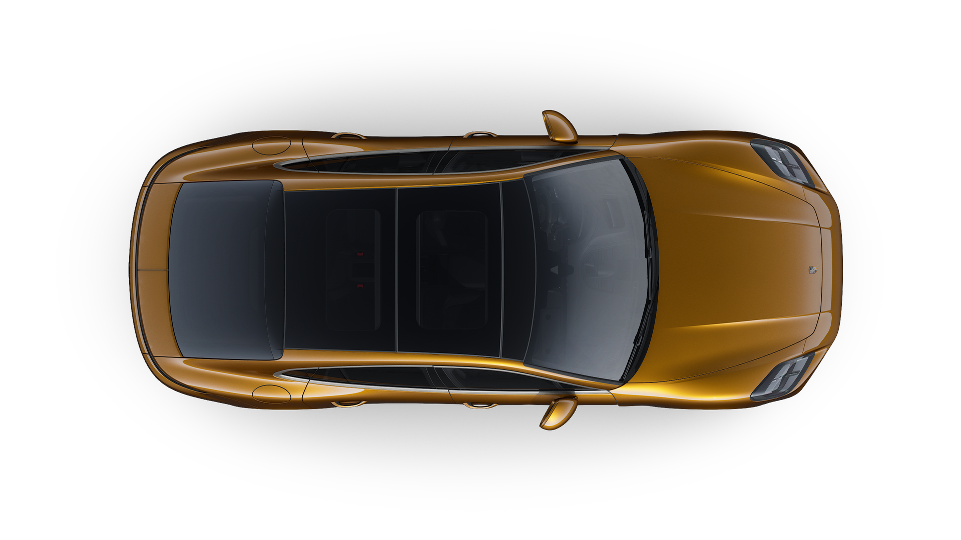 Exterior view of Panamera Turbo E-Hybrid from above the car facing upwards
