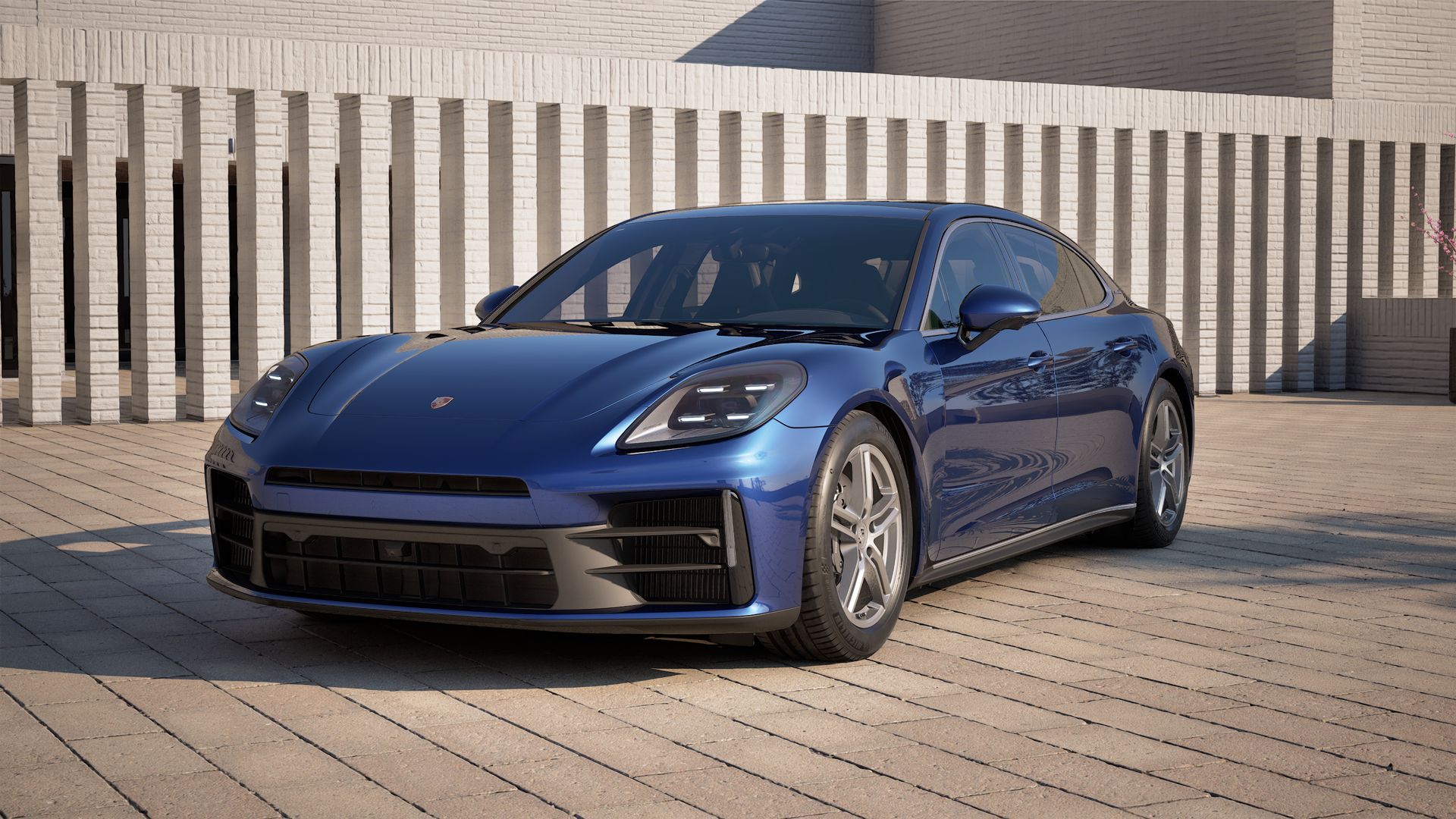 Panamera 行政加长版 外观图，显示汽车的前部和左侧