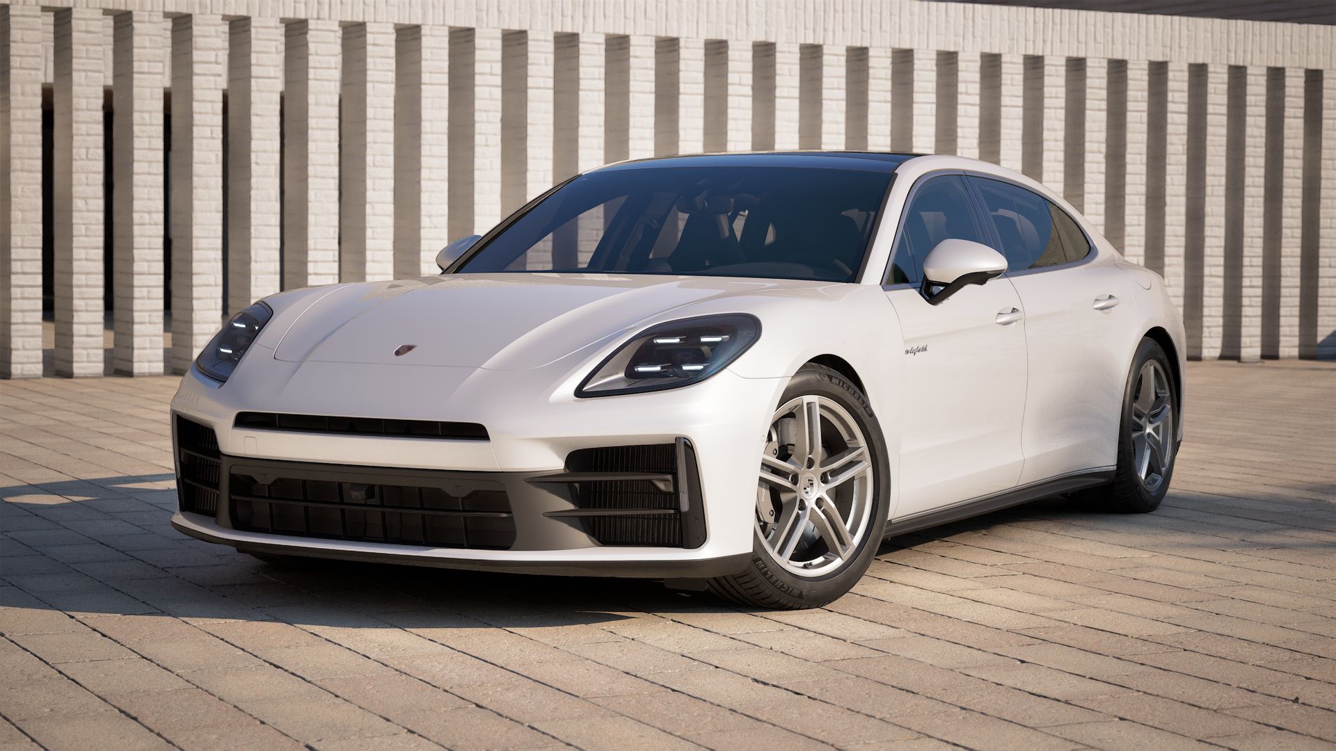 Exterior view of Panamera 4 E-Hybrid Executive showing the front and left side of the car