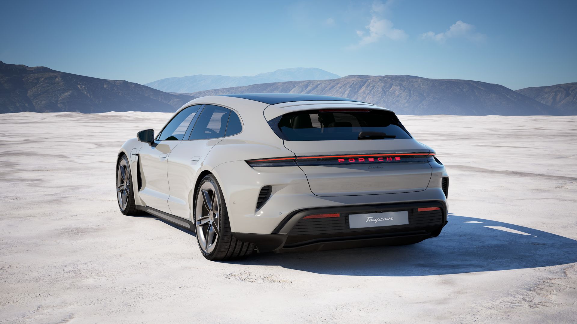 Rückansicht des Taycan Turbo Sport Turismo