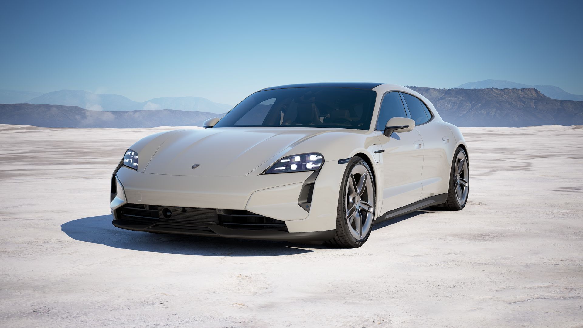 Vorderansicht des Taycan Turbo Sport Turismo