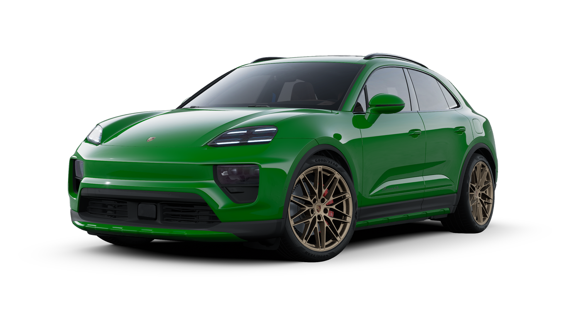 Exterior view of Macan 4S Electric showing the front and left side of the car