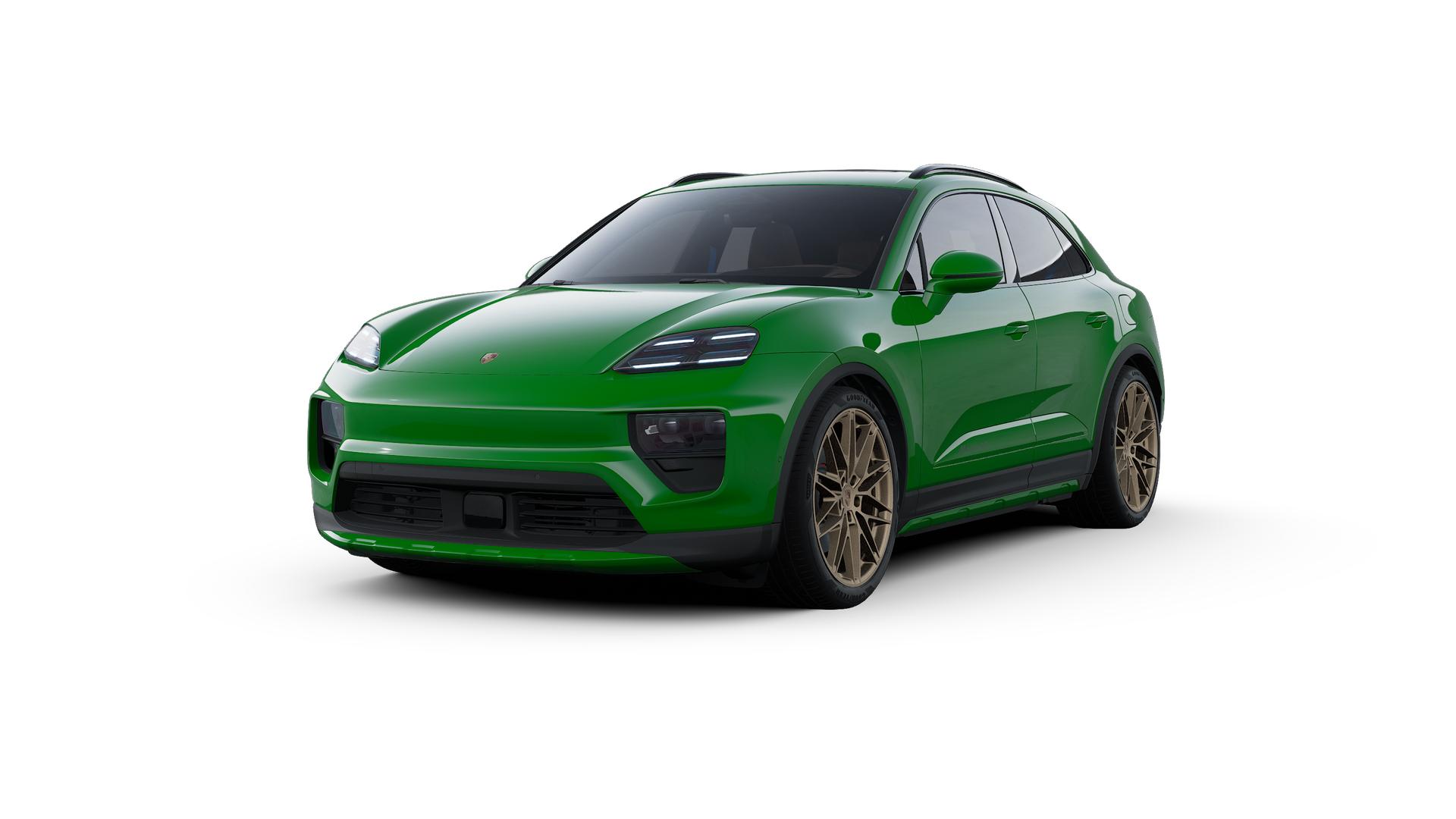 Exterior view of Macan 4S Electric showing the front and left side of the car