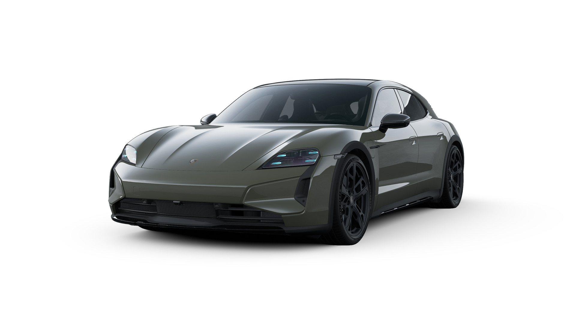 Exterior view of Taycan Turbo Cross Turismo showing the front and left side of the car