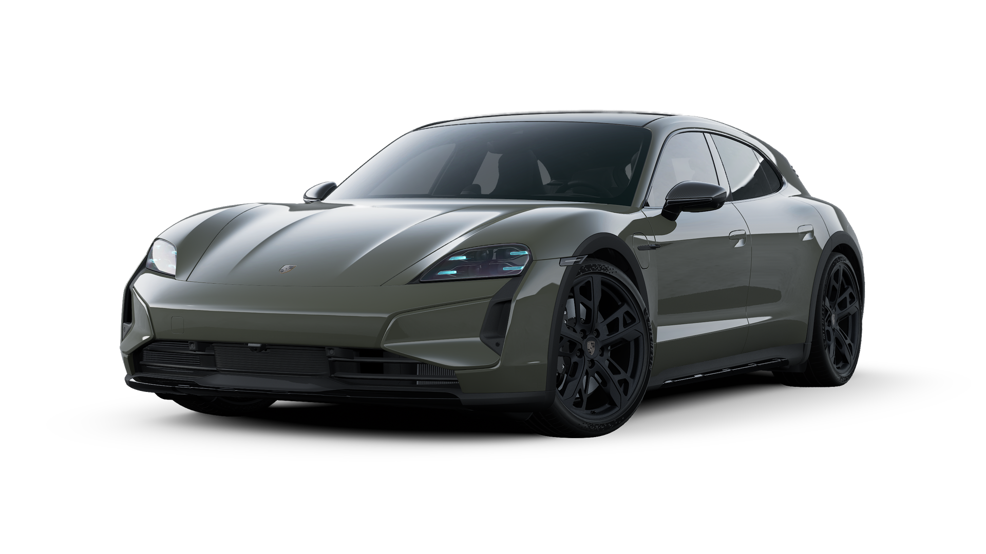 Exterior view of Taycan Turbo Cross Turismo showing the front and left side of the car
