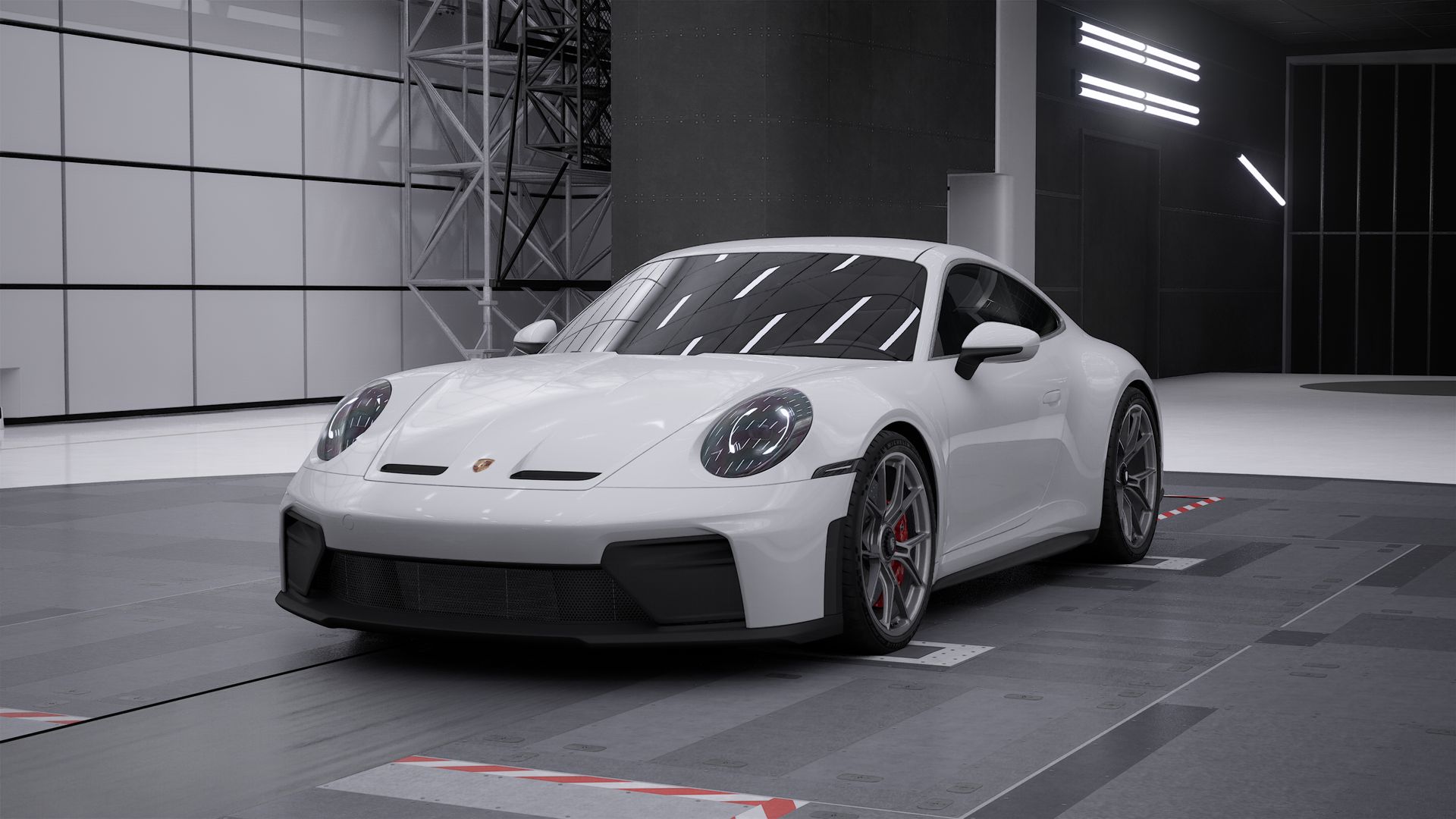 Vista exterior de 911 GT3 with Touring Package mostrando la parte delantera y el lado izquierdo del coche