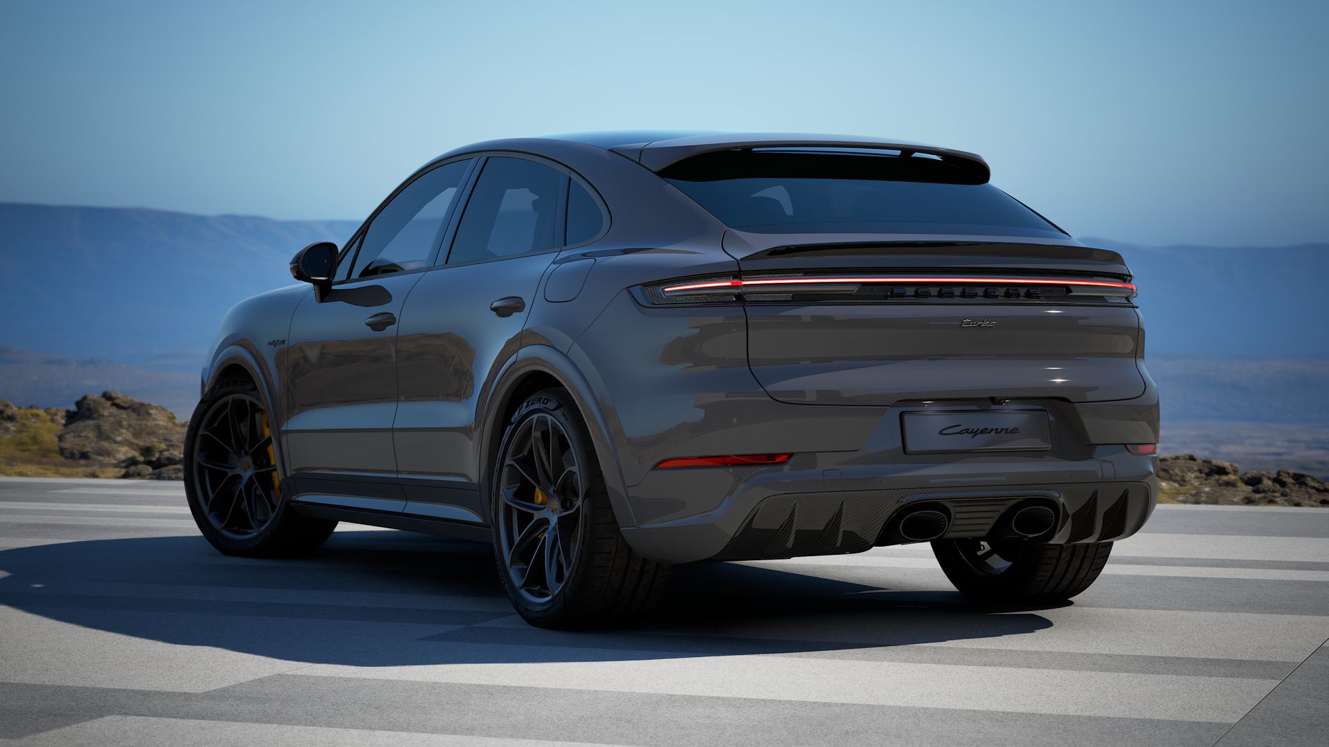 Cayenne Turbo E-Hybrid Coupé achteraanzicht