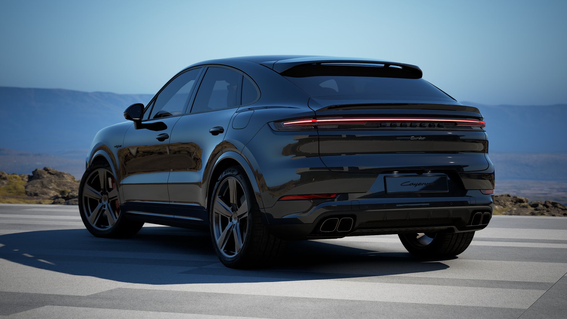 Cayenne Turbo E-Hybrid Coupe vista posterior.