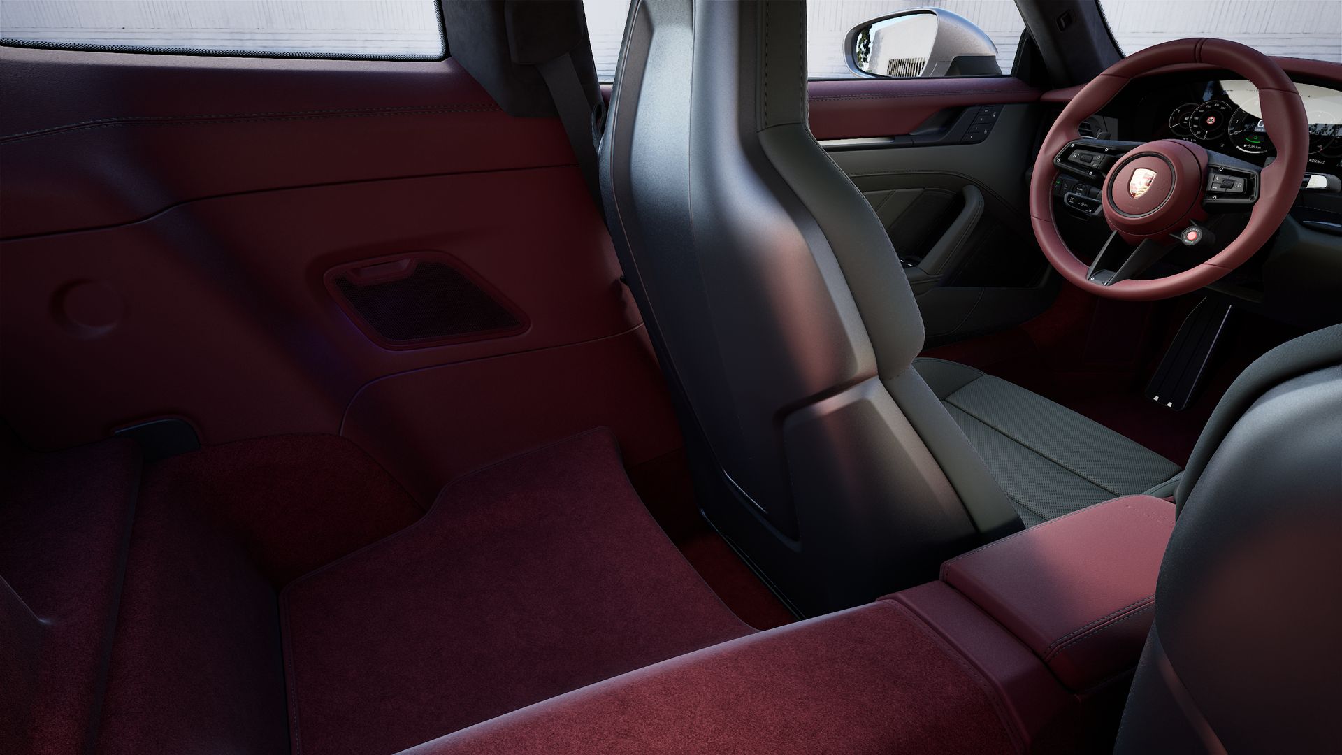 Vista interior, mostrando os bancos traseiros do 911 Carrera GTS