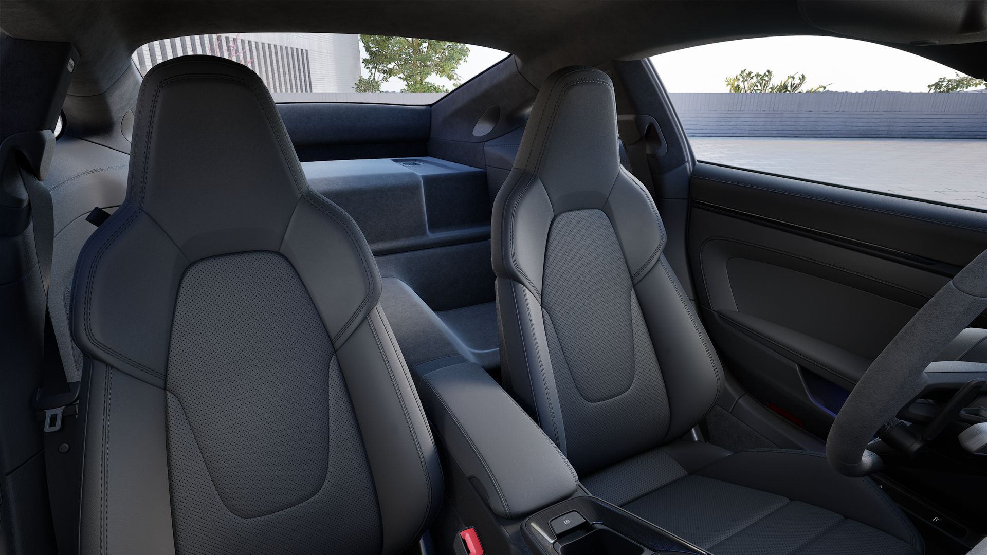 Vista interior, mostrando os bancos dianteiros do 911 Carrera GTS