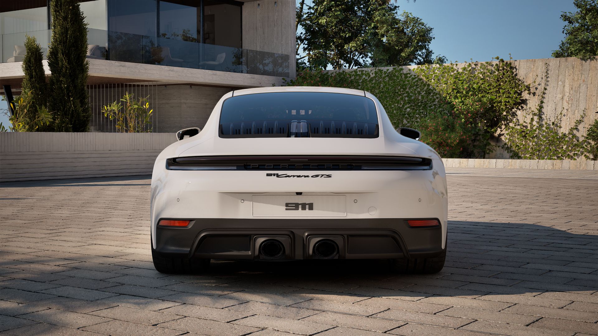 Vista exterior do 911 Carrera GTS, de trás